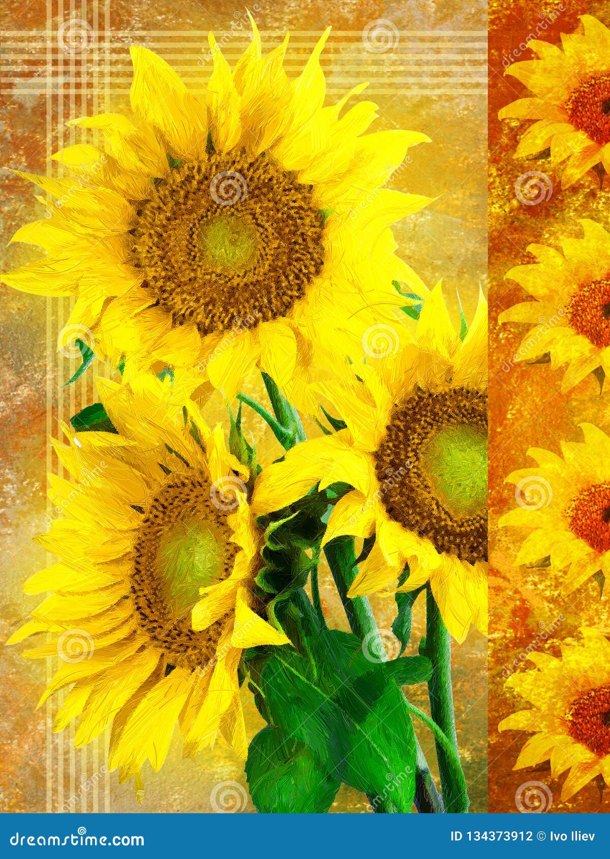 canvas sunflowers series right