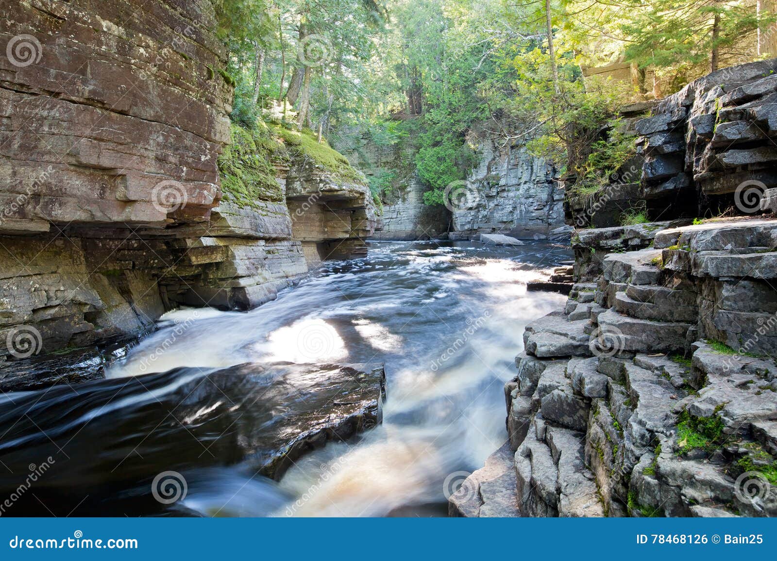 Canyon Falls, Sturgeon River, Michigan Stock Photo Image of river