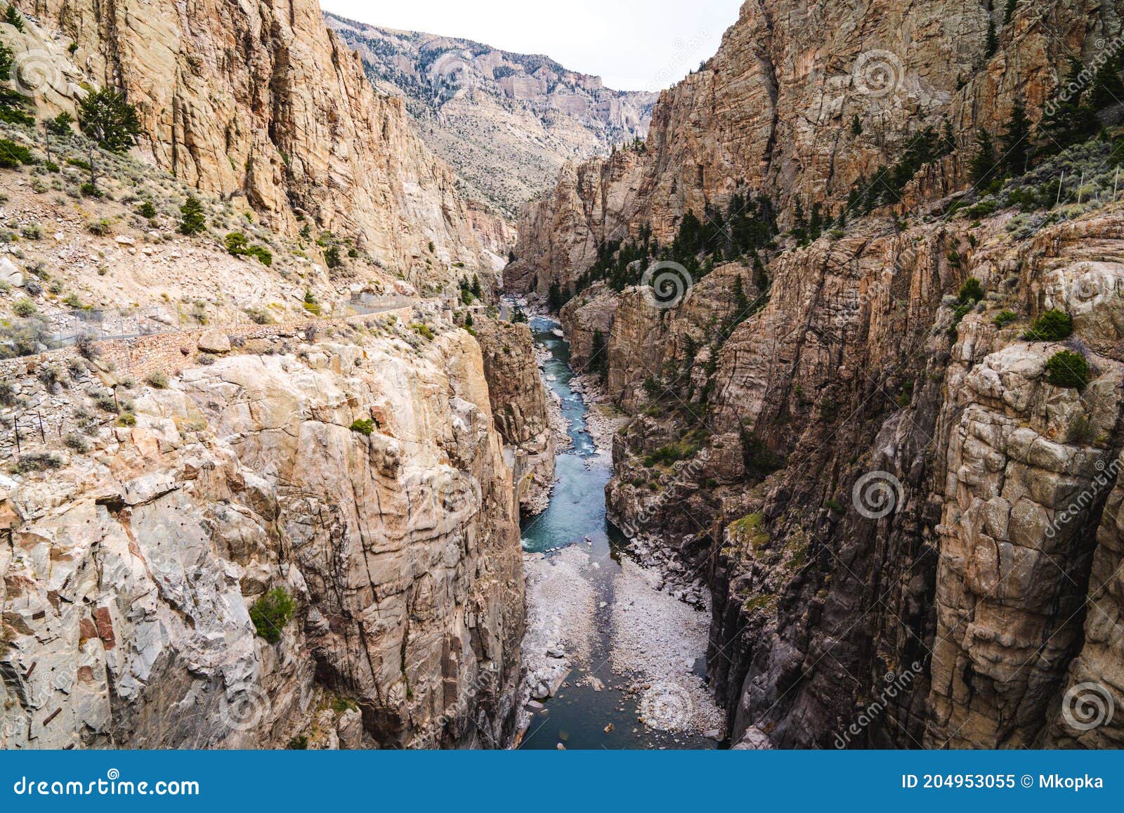 canyon and shoshone river at the buffalo bill dam in cody wyoming