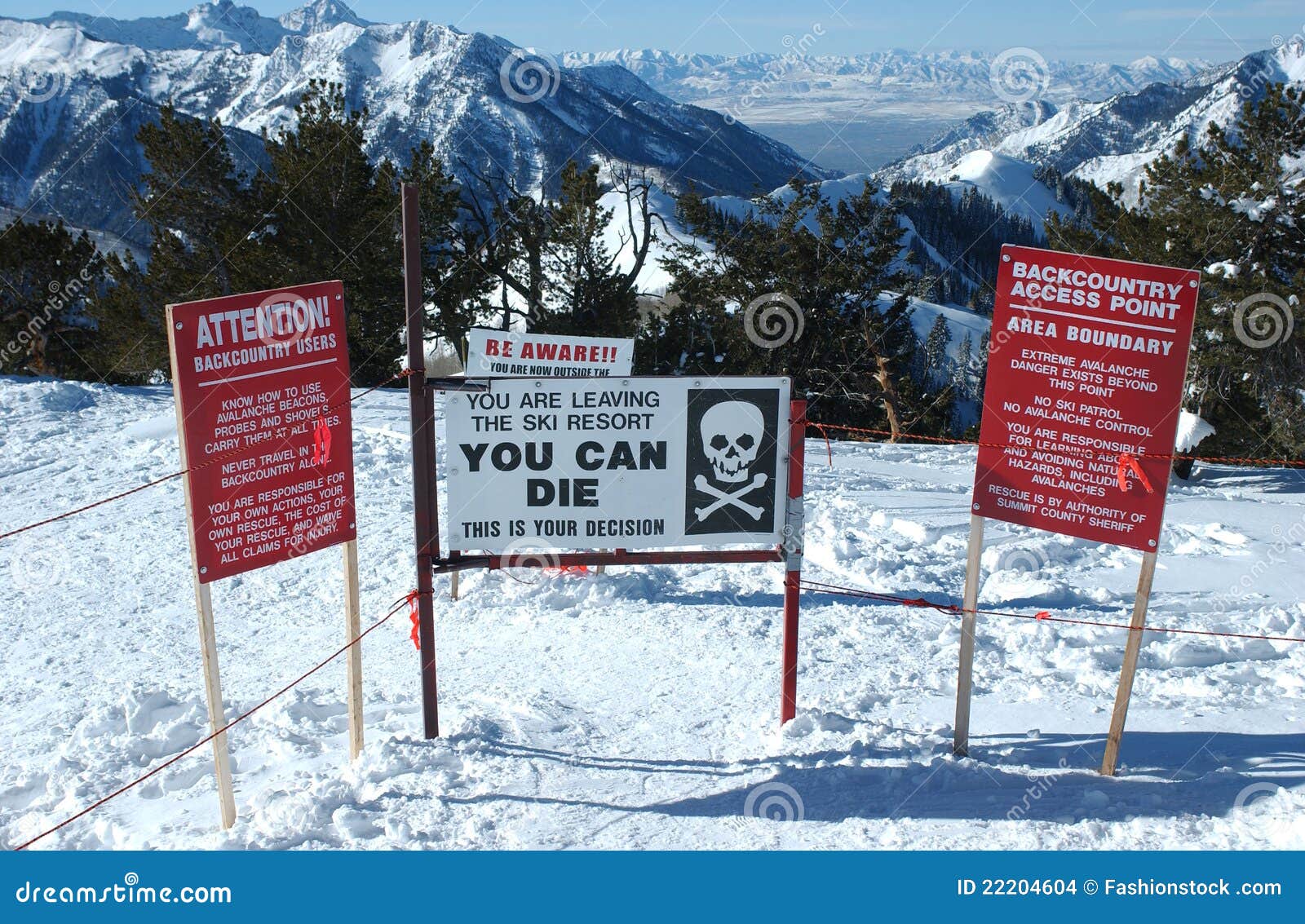 Canyons, Park City, Utah Warning Signs Stock Photo Image of back