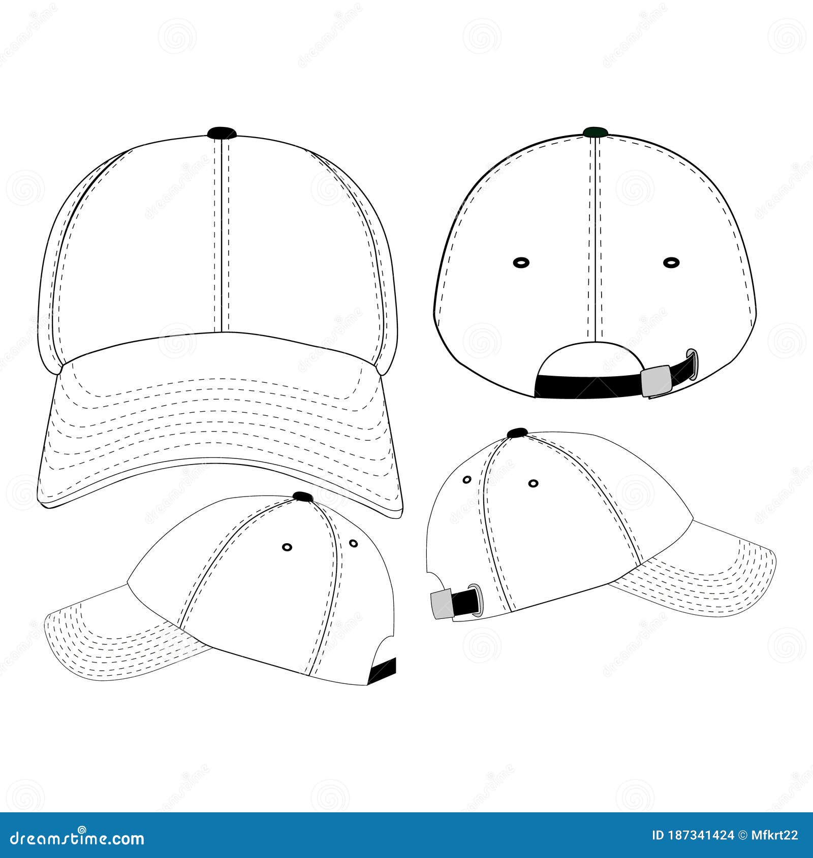 Cap Baseball Set Template Clip Art Collection Clothing Stock Vector ...