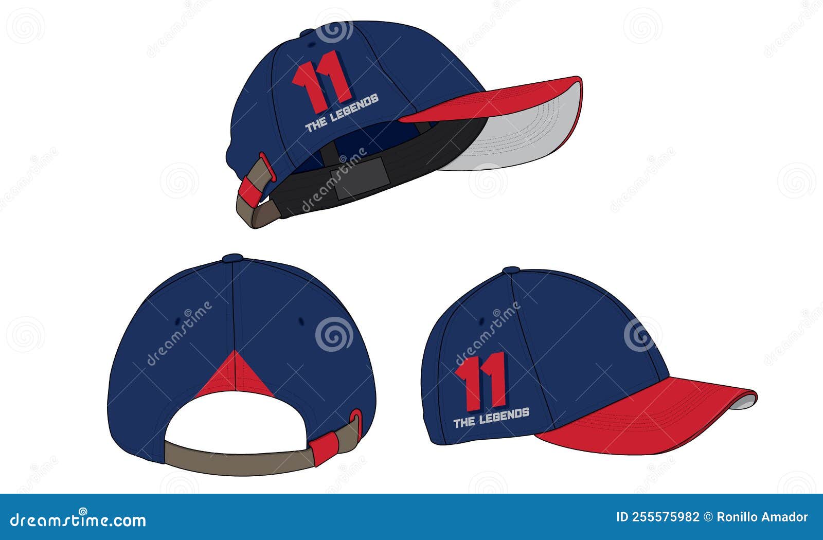 Cap Hat Template Vector Adjustable Fitted Strap Stock Vector