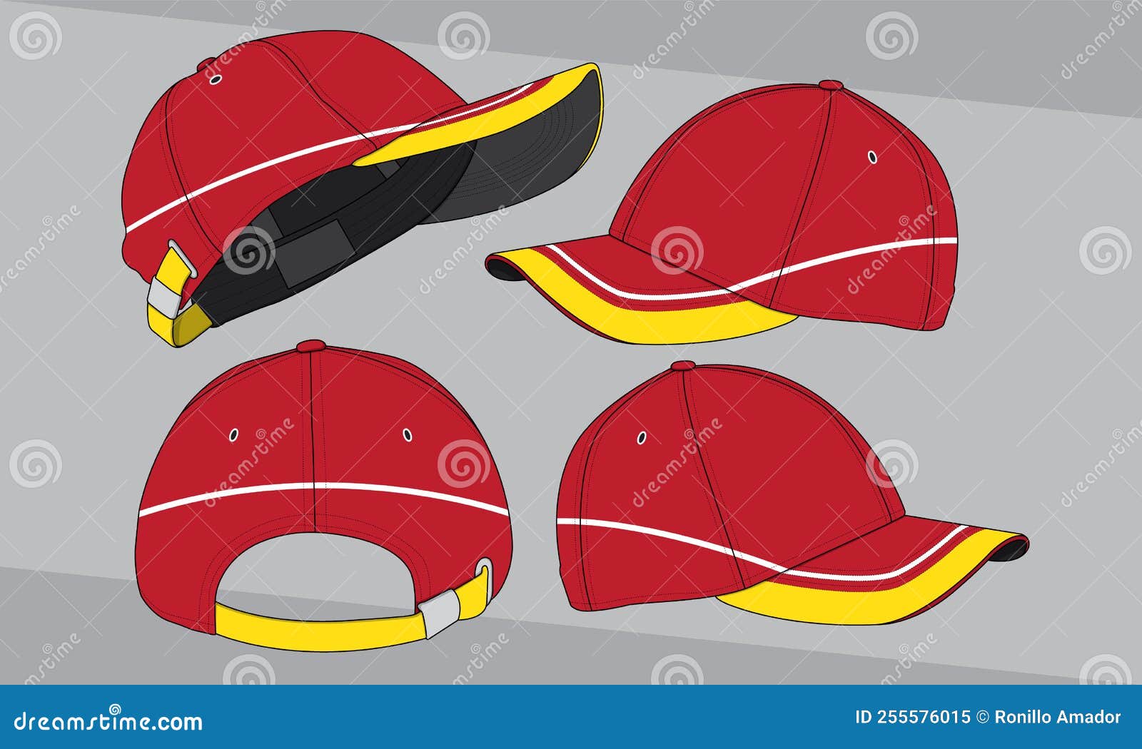 Cap Hat Template Vector Adjustable Fitted Strap Stock Vector