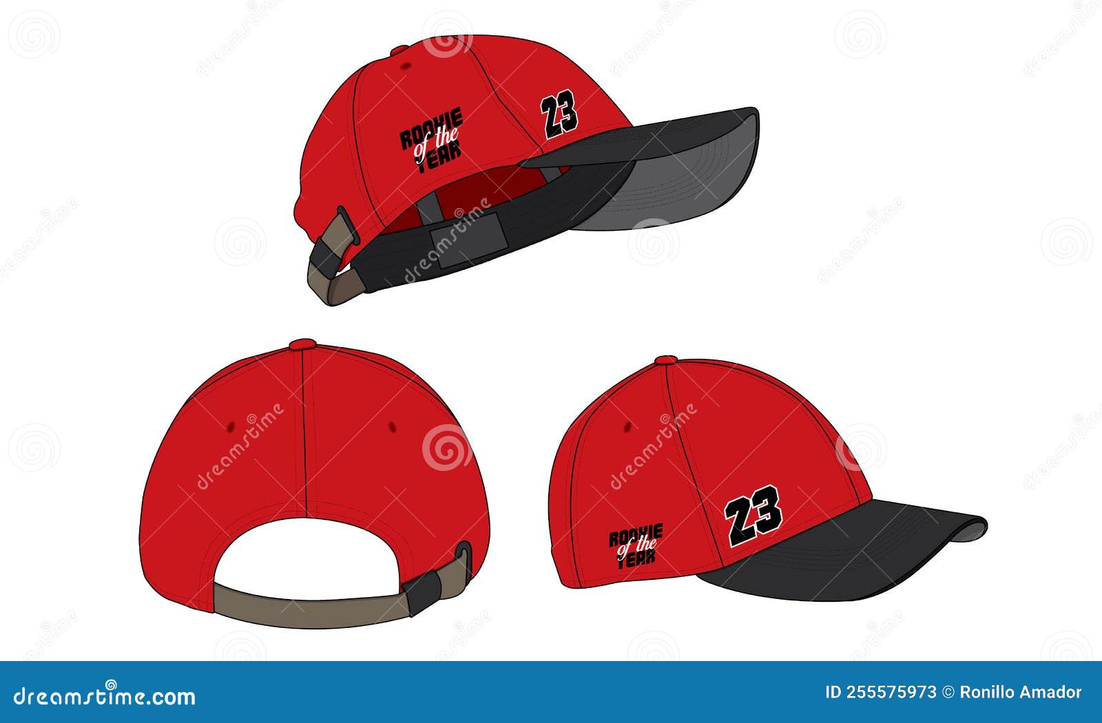 Cap Hat Template Vector Adjustable Fitted Strap Stock Vector