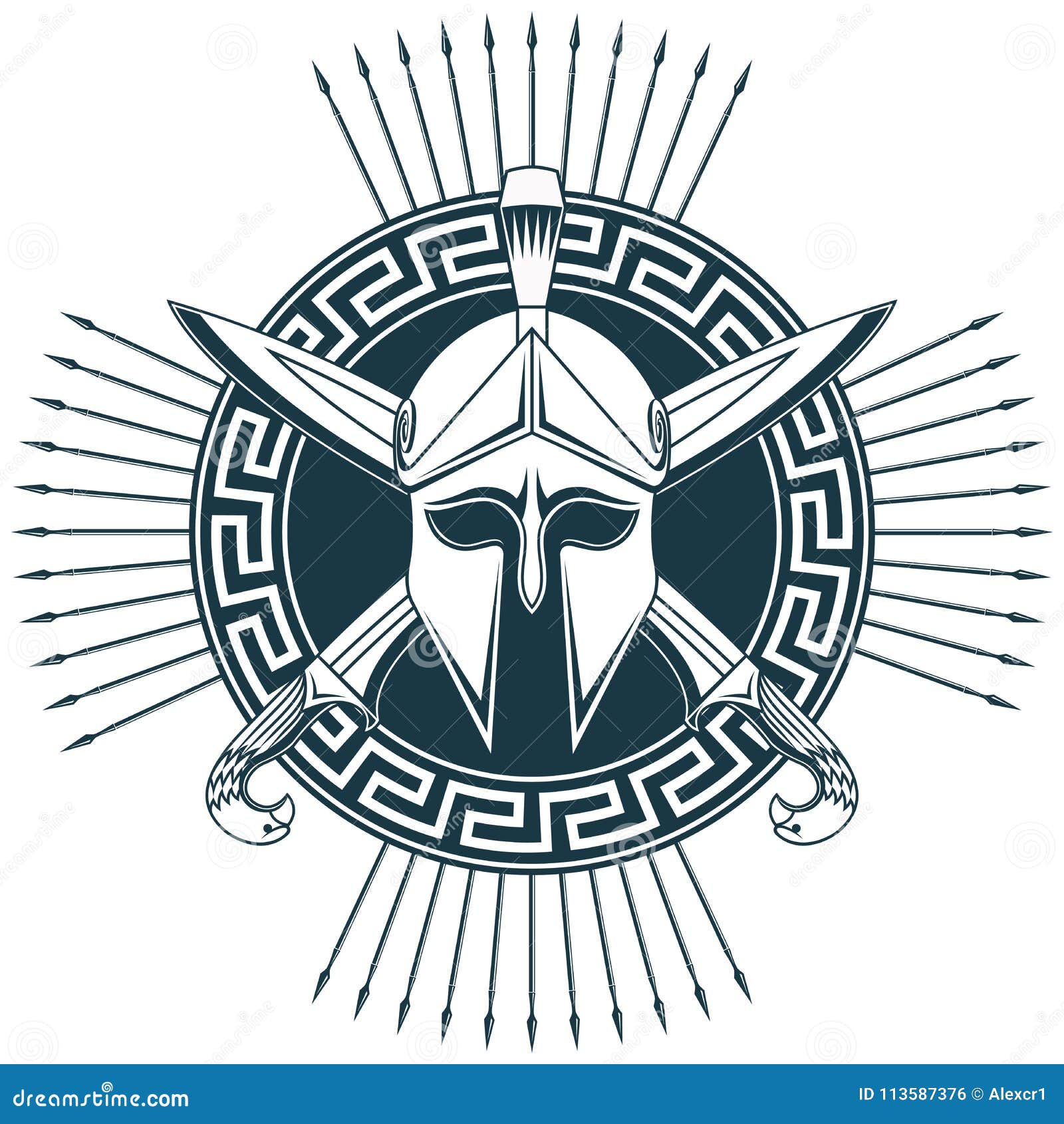 Elmo Grego Com Espadas Cruzadas Ilustração do Vetor - Ilustração de  emblema, gladiador: 113587376, image size:1600x1690