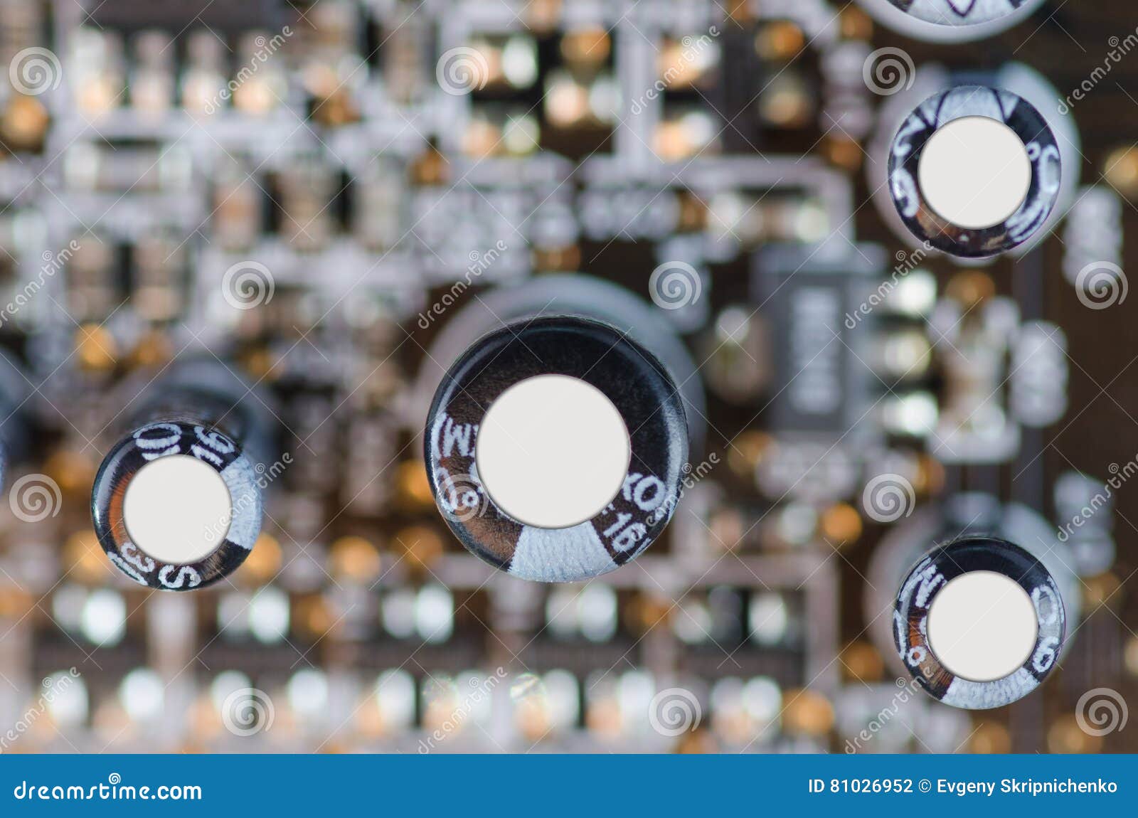 Capacitors on board stock photo. Image of system, board 81026952