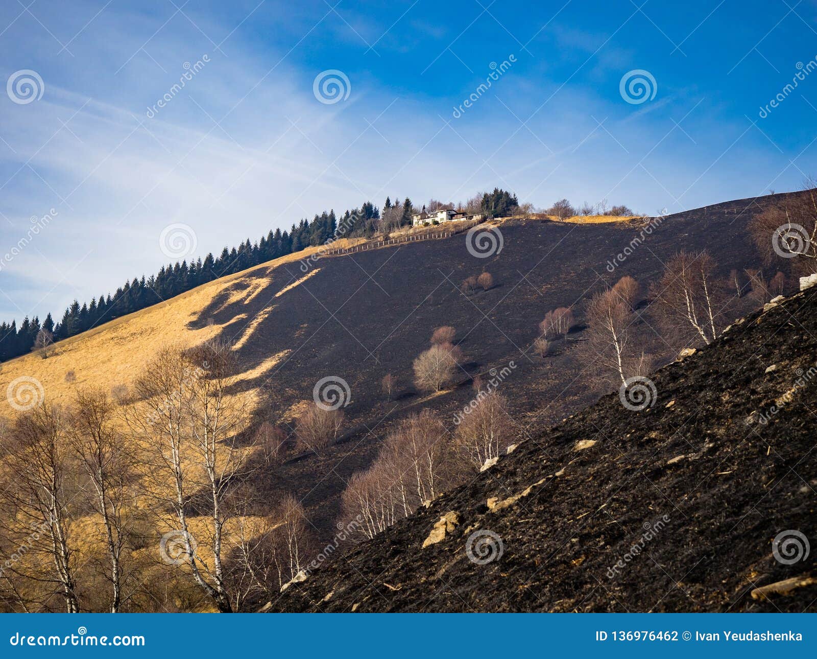 capanna san pietro and burnt slopes of monte bolettone