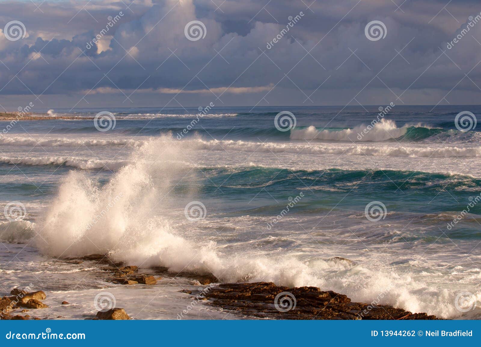 Cape Town Coastline. Ocean wave at Scarborough Point near Cape Town