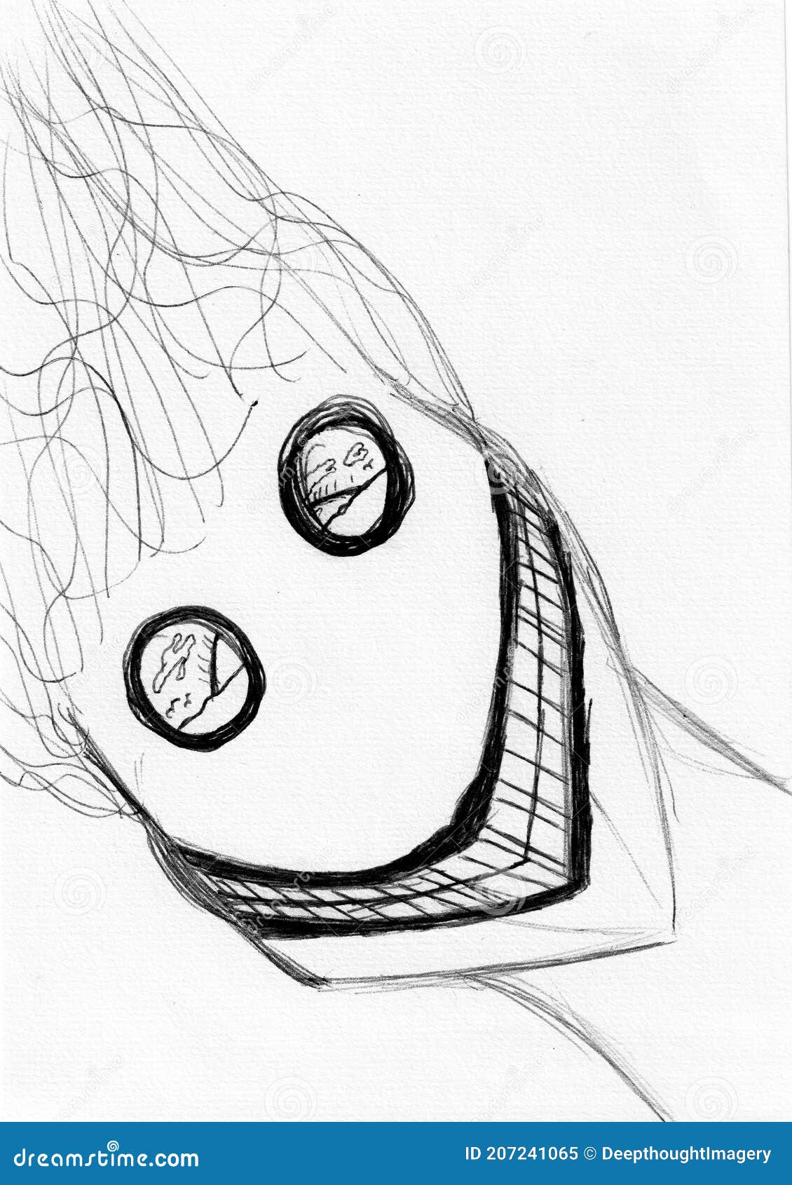 Ink Style Illustration. Abstract Creepy Face Stock Illustration ...