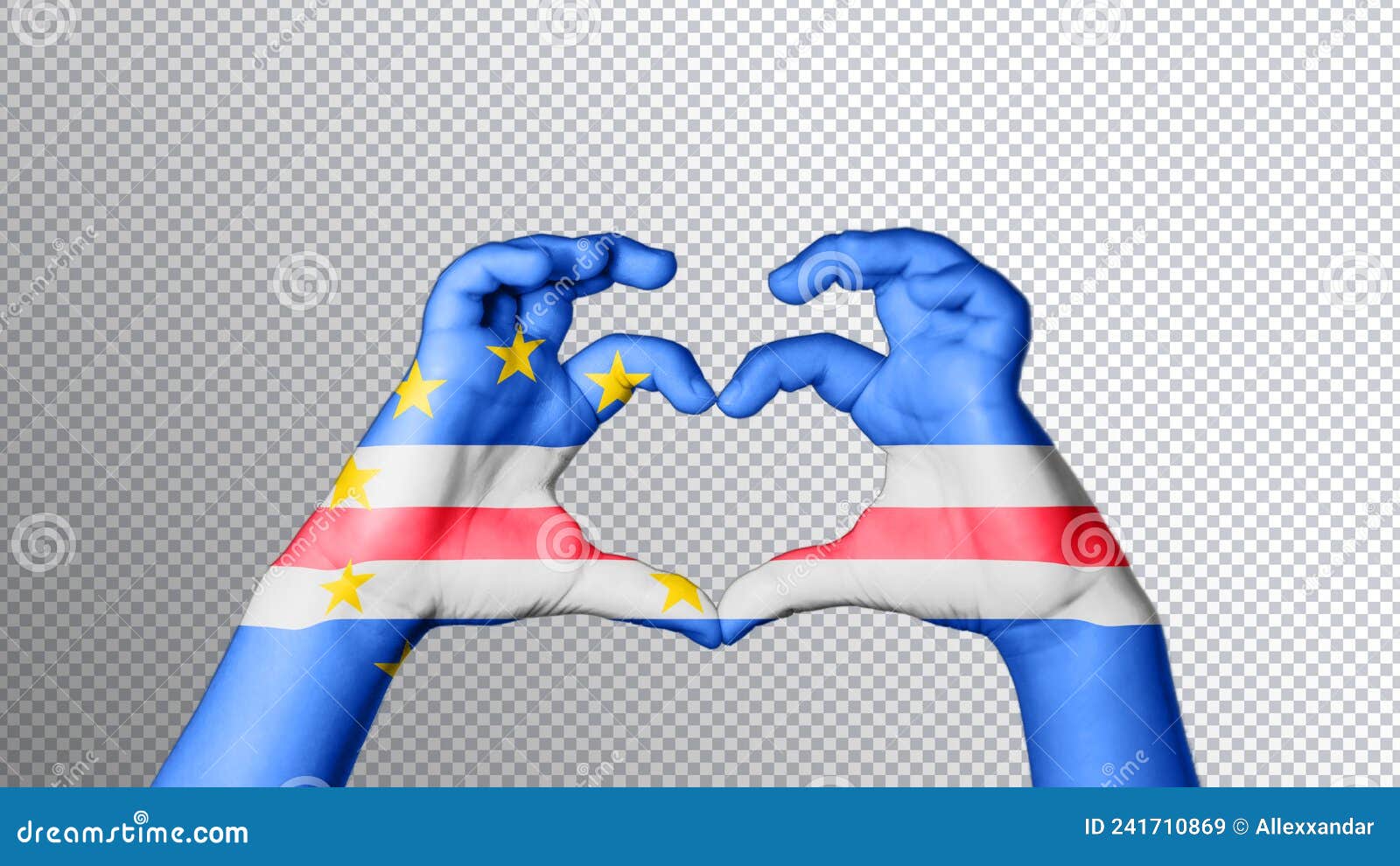 cape verde flag color, hands show  of heart and love