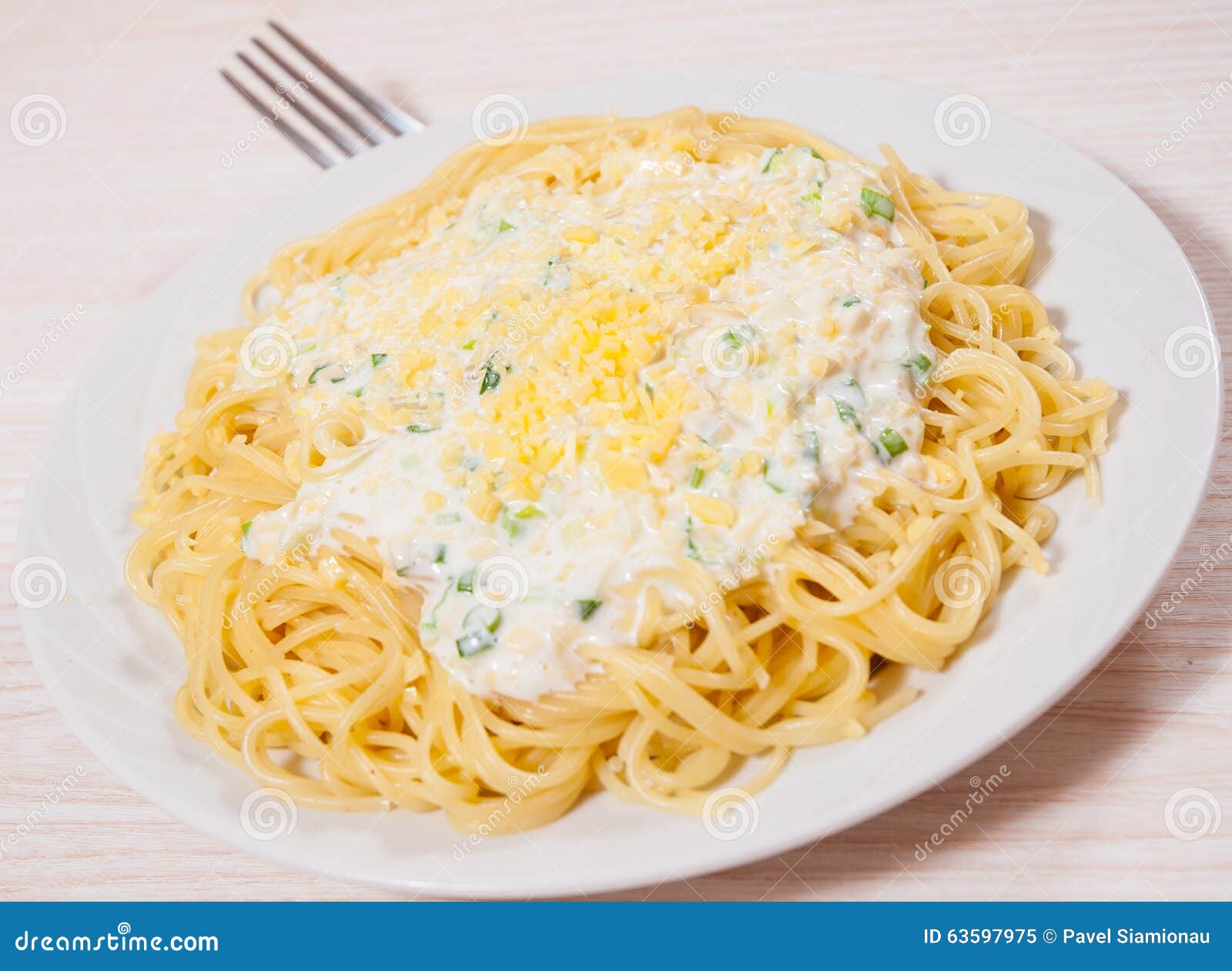 Capellini Pasta with Cream and Cheese Sauce Stock Image Image of