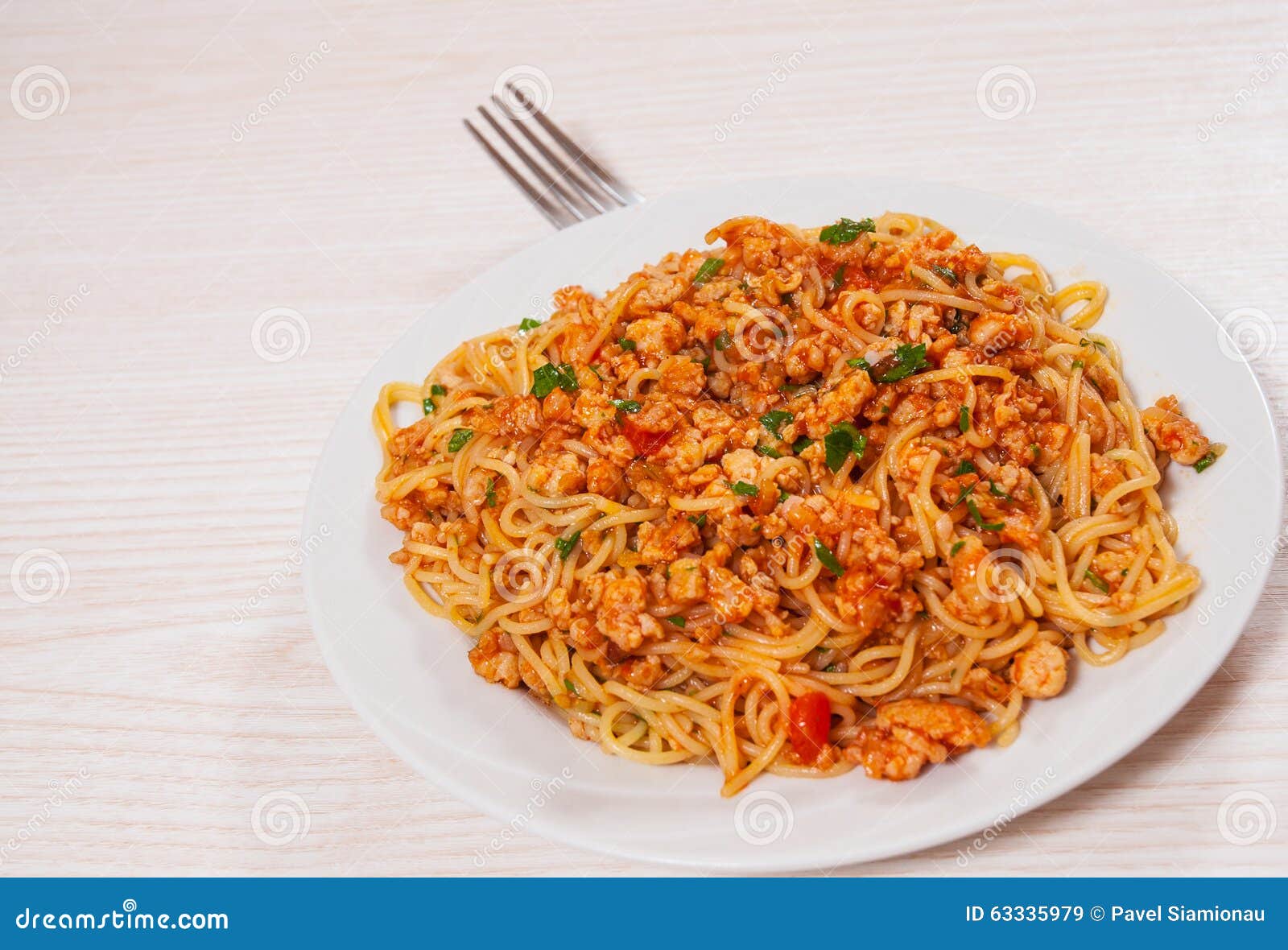 Capellini Pasta with Tomato and Meat Sauce Stock Image Image of food