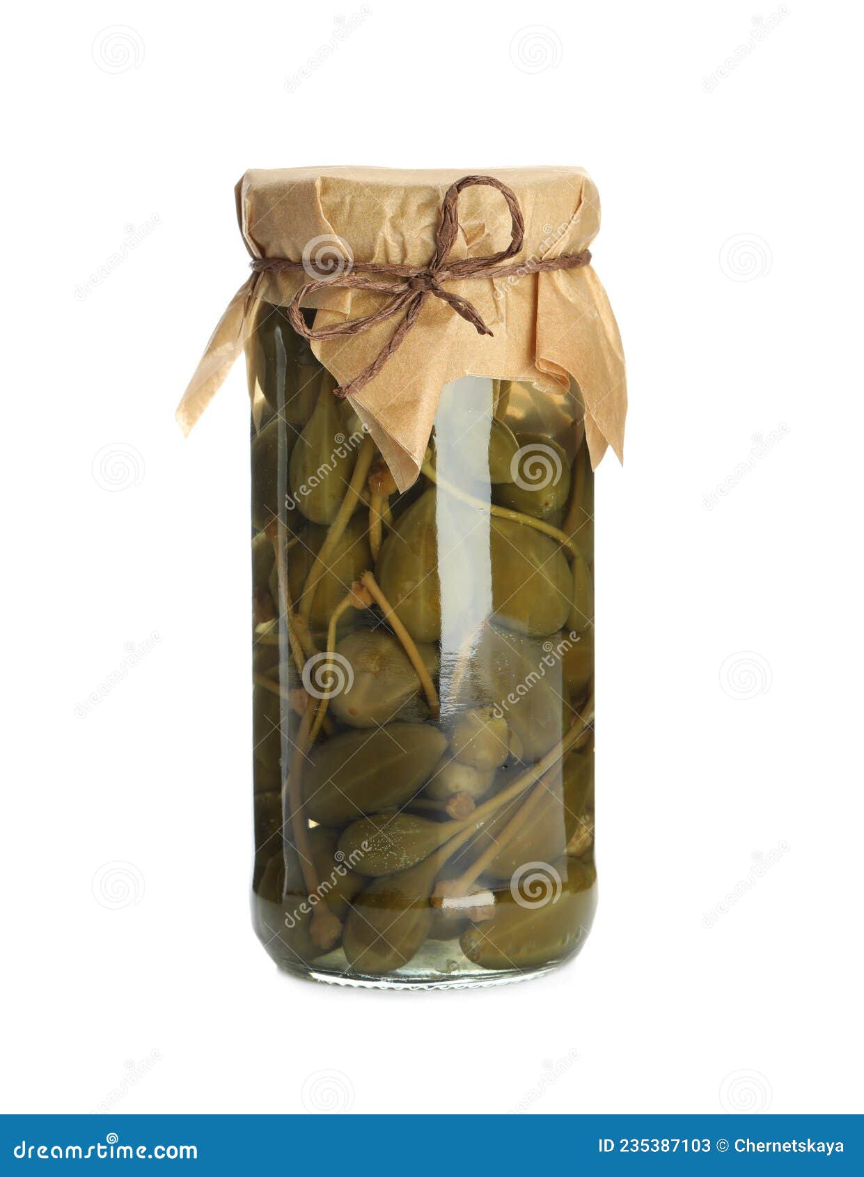 Capers in Glass Jar Isolated on White Stock Image Image of caper