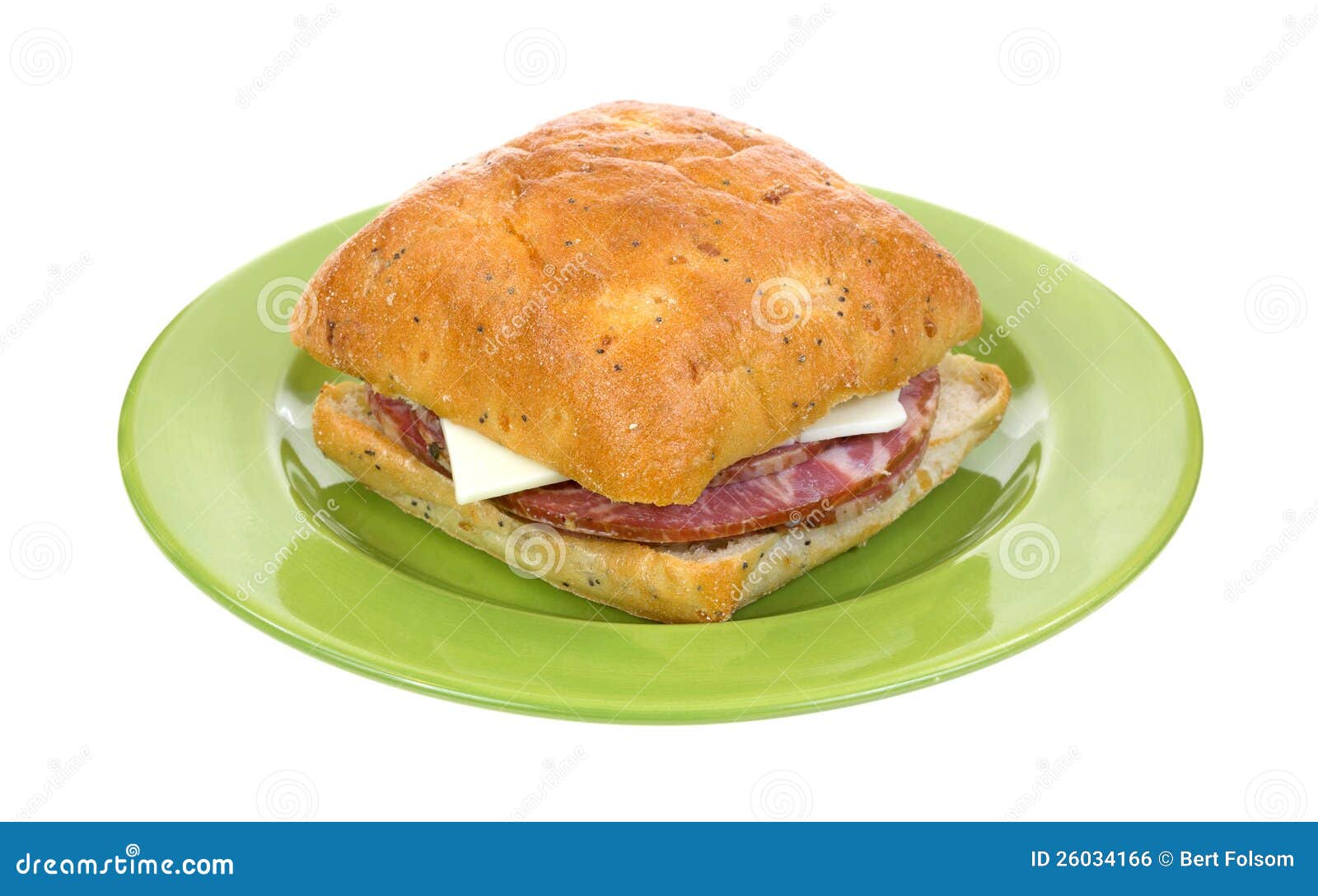 Capicolla and Cheese Sandwich on Green Plate Stock Photo Image of