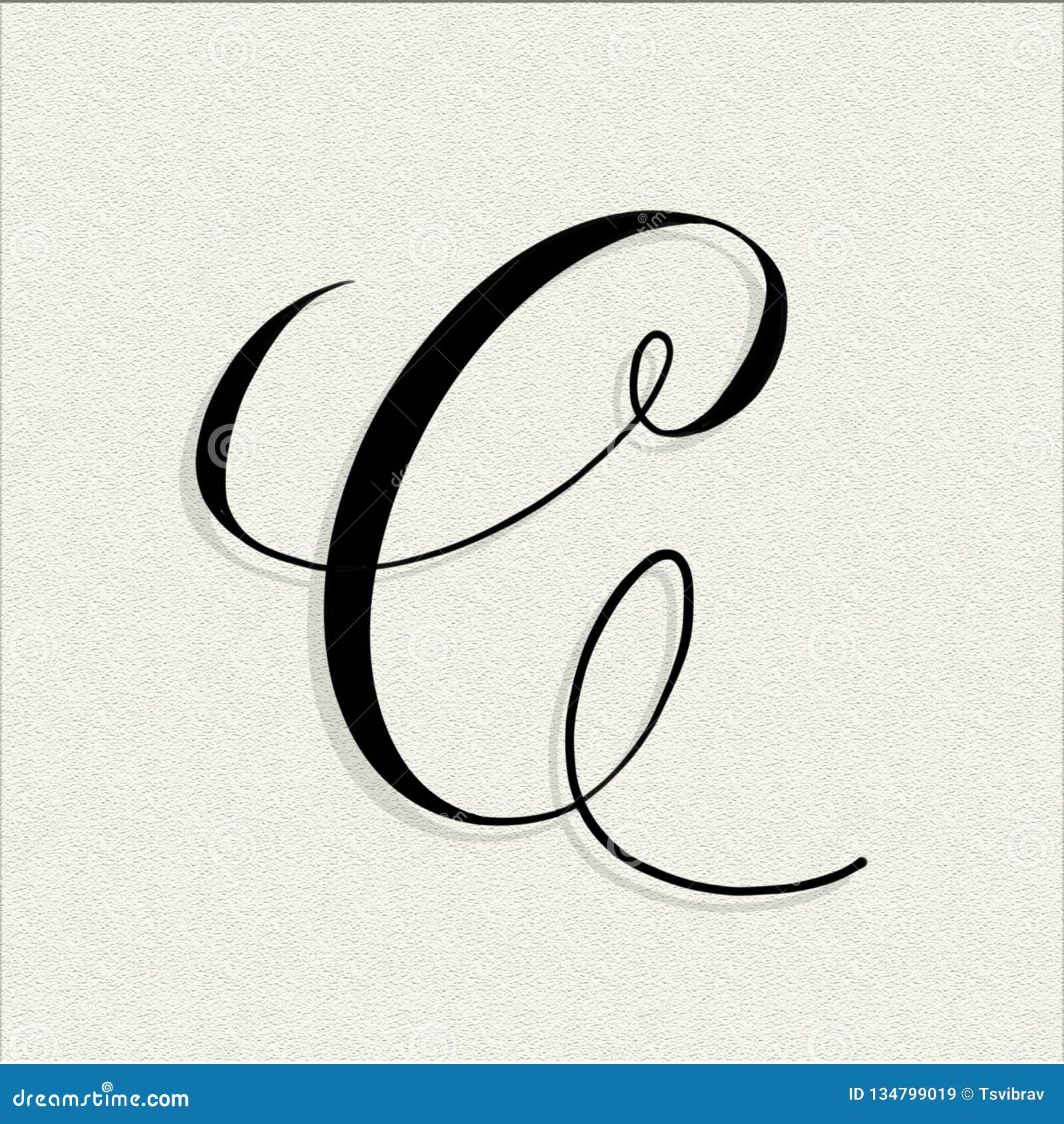 Capital C in Copperplate Style on Textured Paper. Stock Illustration ...