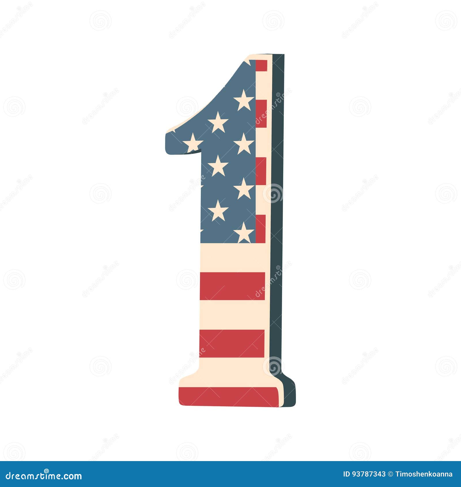 Capital 3d Number One with American Flag Texture Isolated on White ...