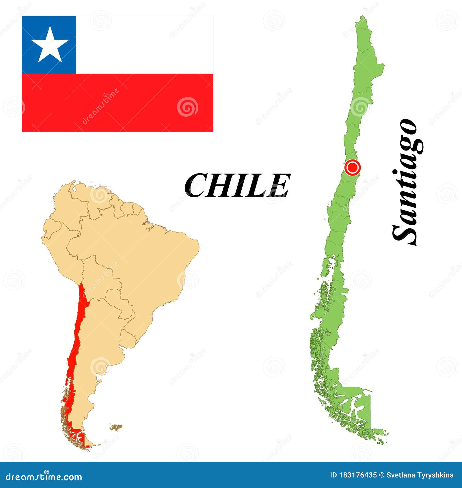 Capital Del Mapa De Bandera De Chile Ilustración del Vector
