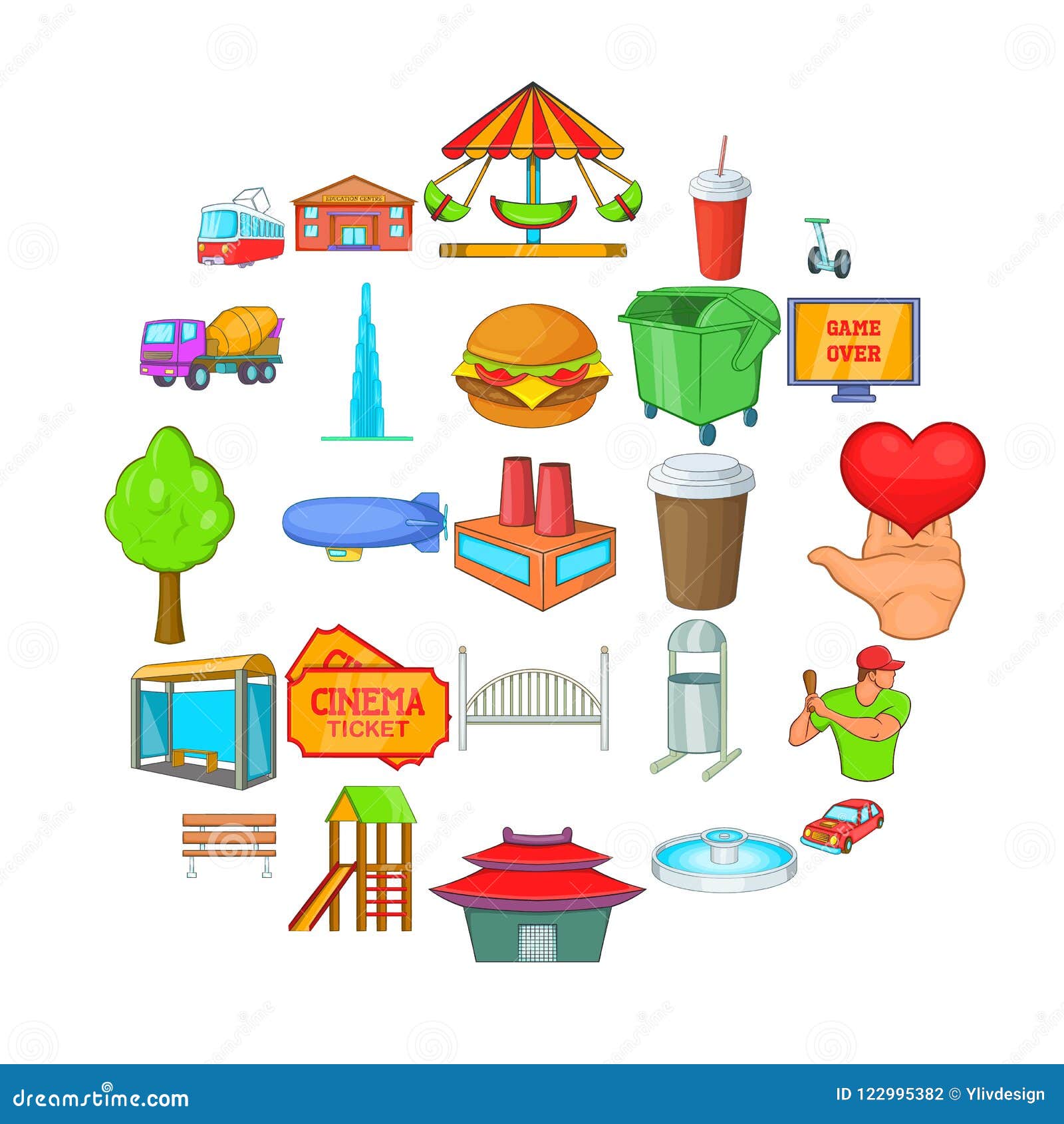 Capital Icons Set, Cartoon Style Stock Vector - Illustration of