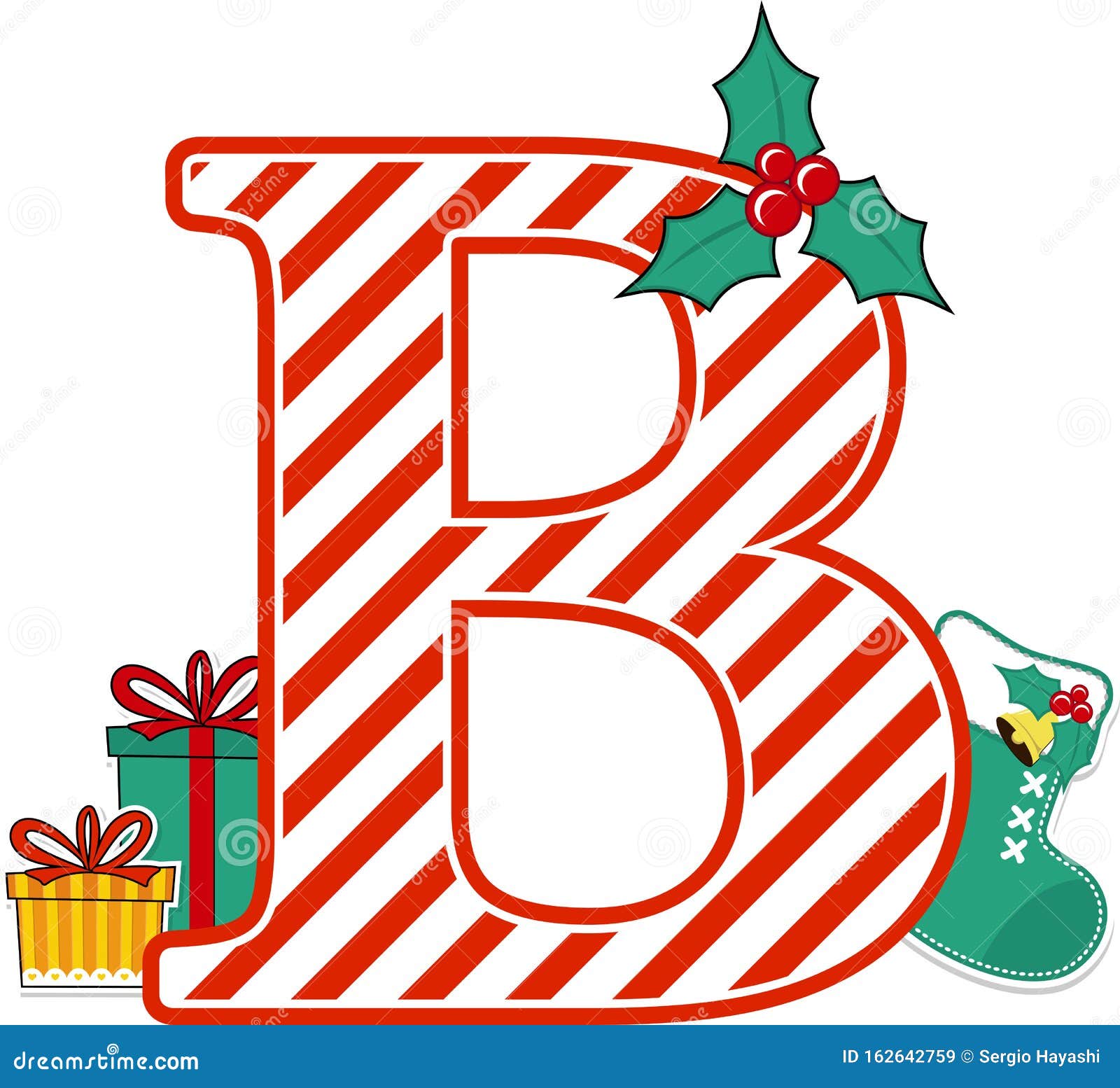 Letter b christmas festive font icon Royalty Free Vector