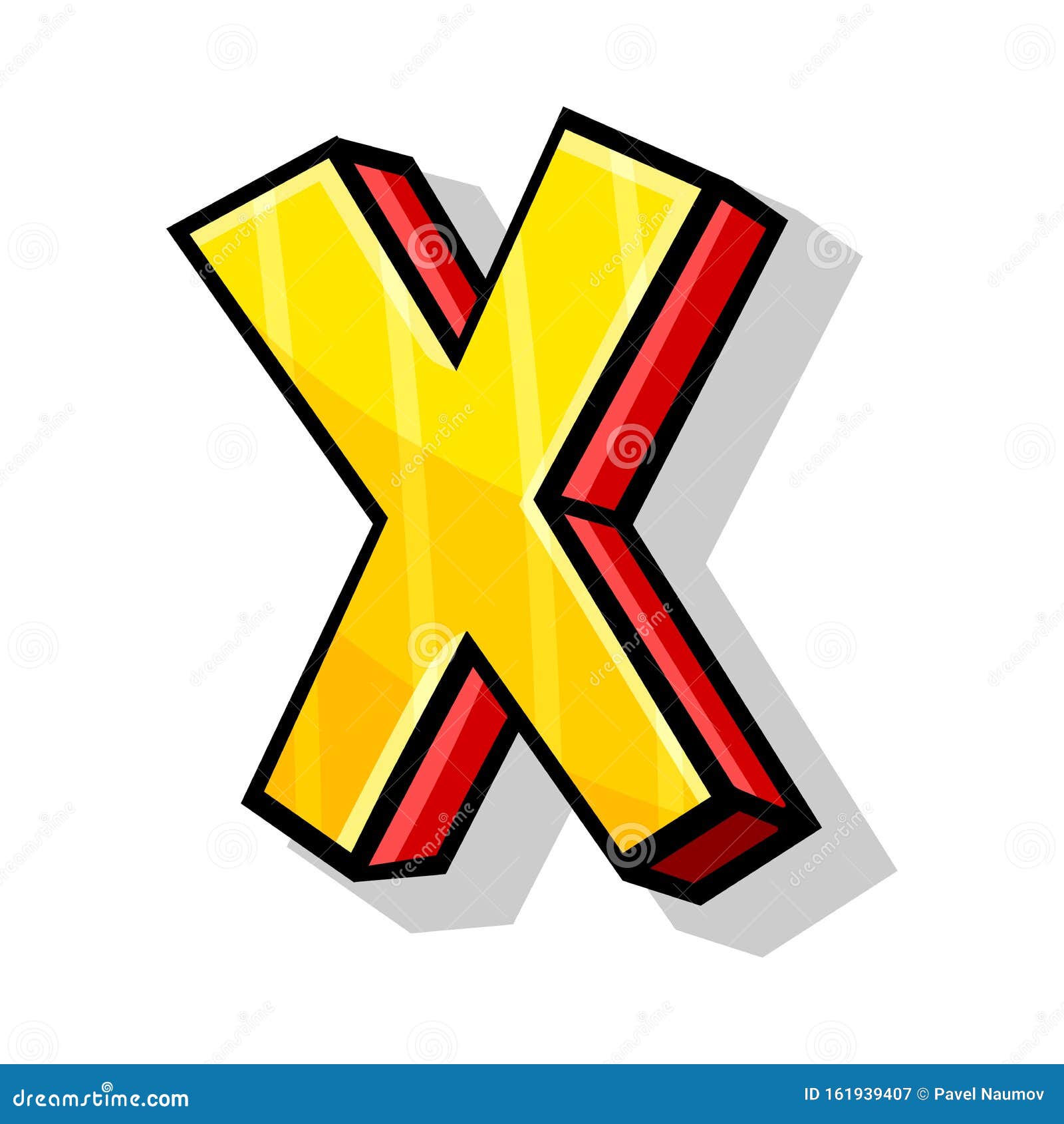 Isometric Modern Yellow And Red Alphabet Font Capital Letter X For Any