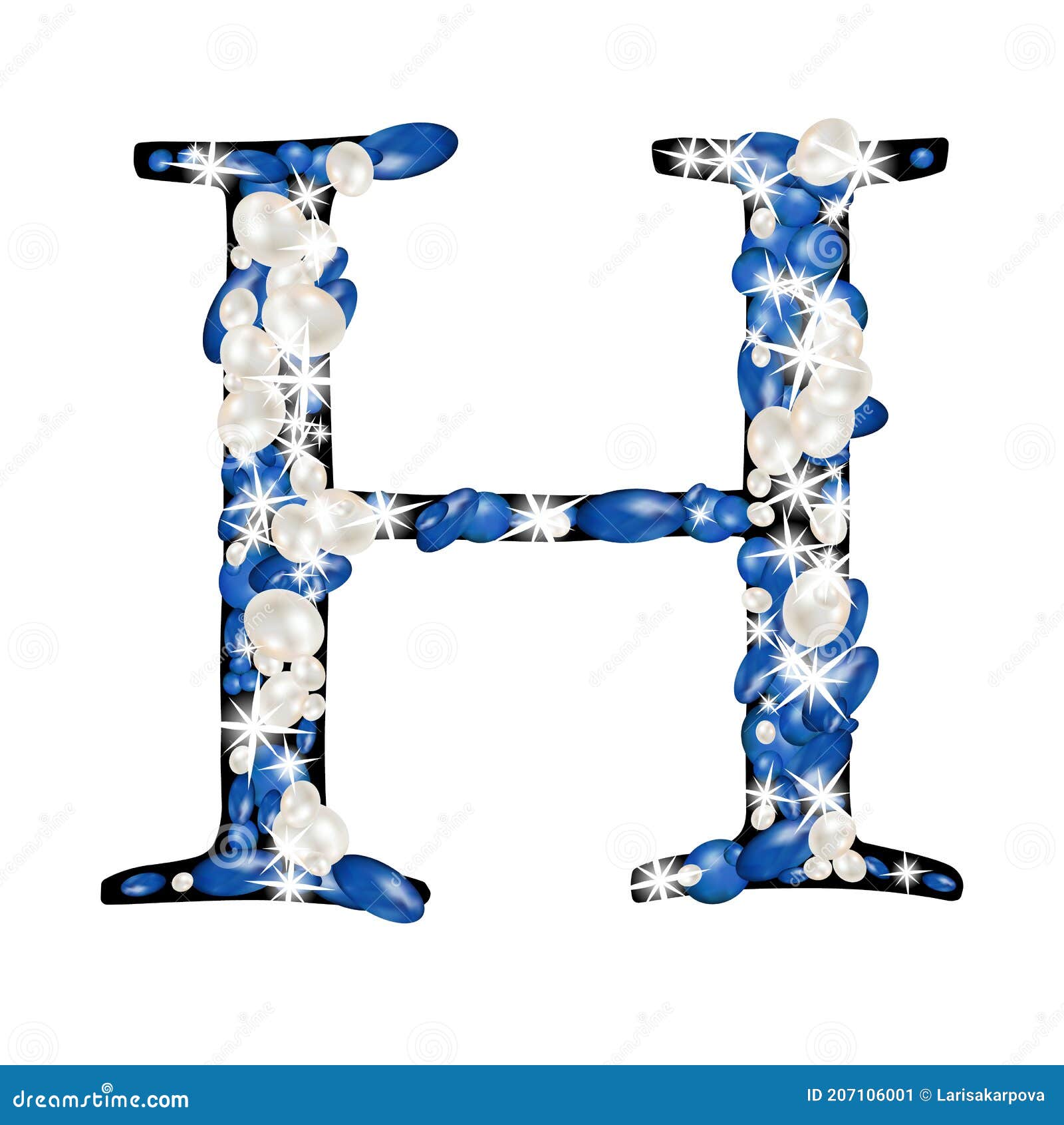 Capital Letter H of the Alphabet is Decorated with Jewelry and Pearls ...