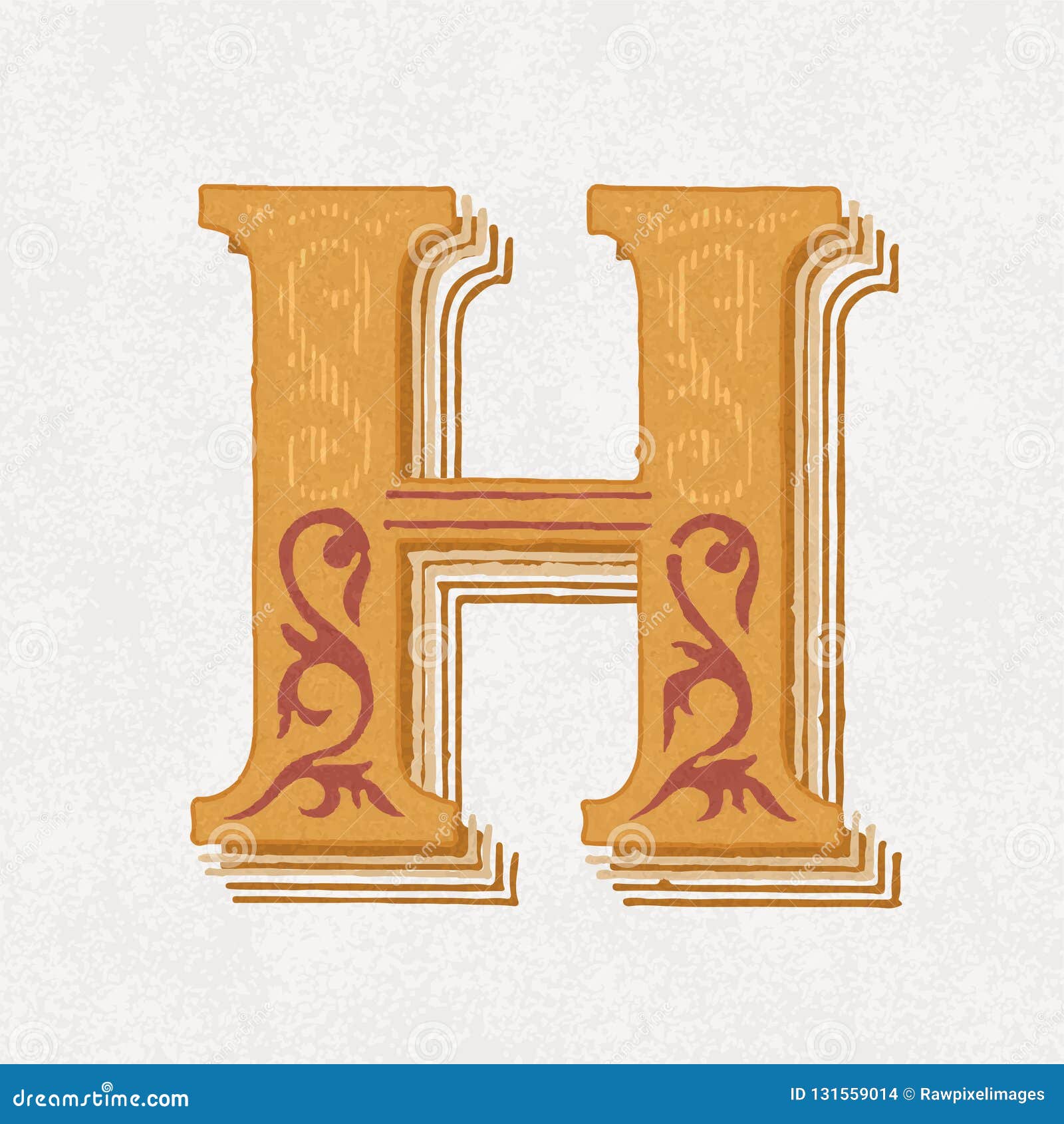 Capital Letter H Vintage Typography Style Stock Vector - Illustration ...