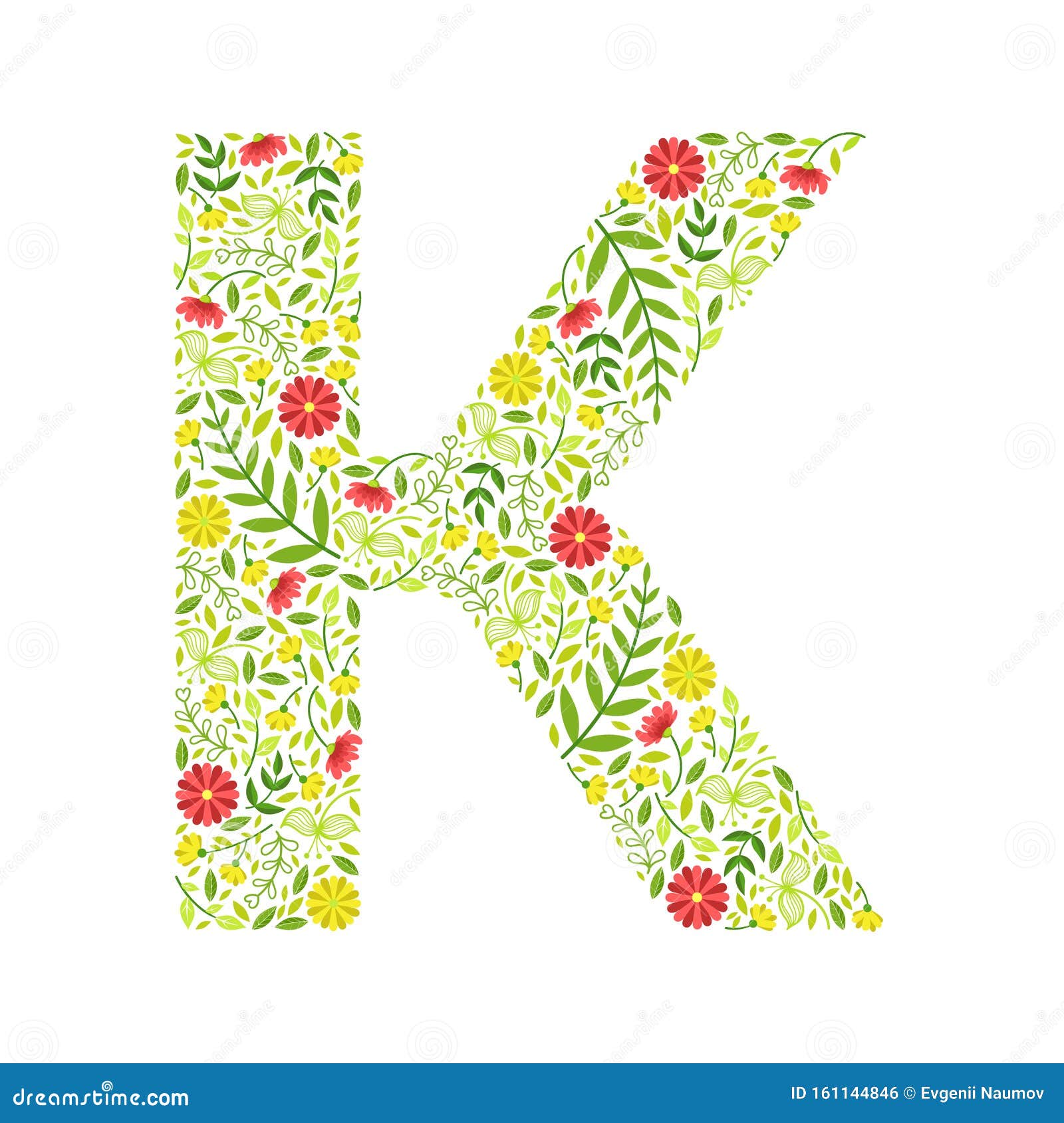 Download Capital Letter K, Green Floral Alphabet Element, Font ...
