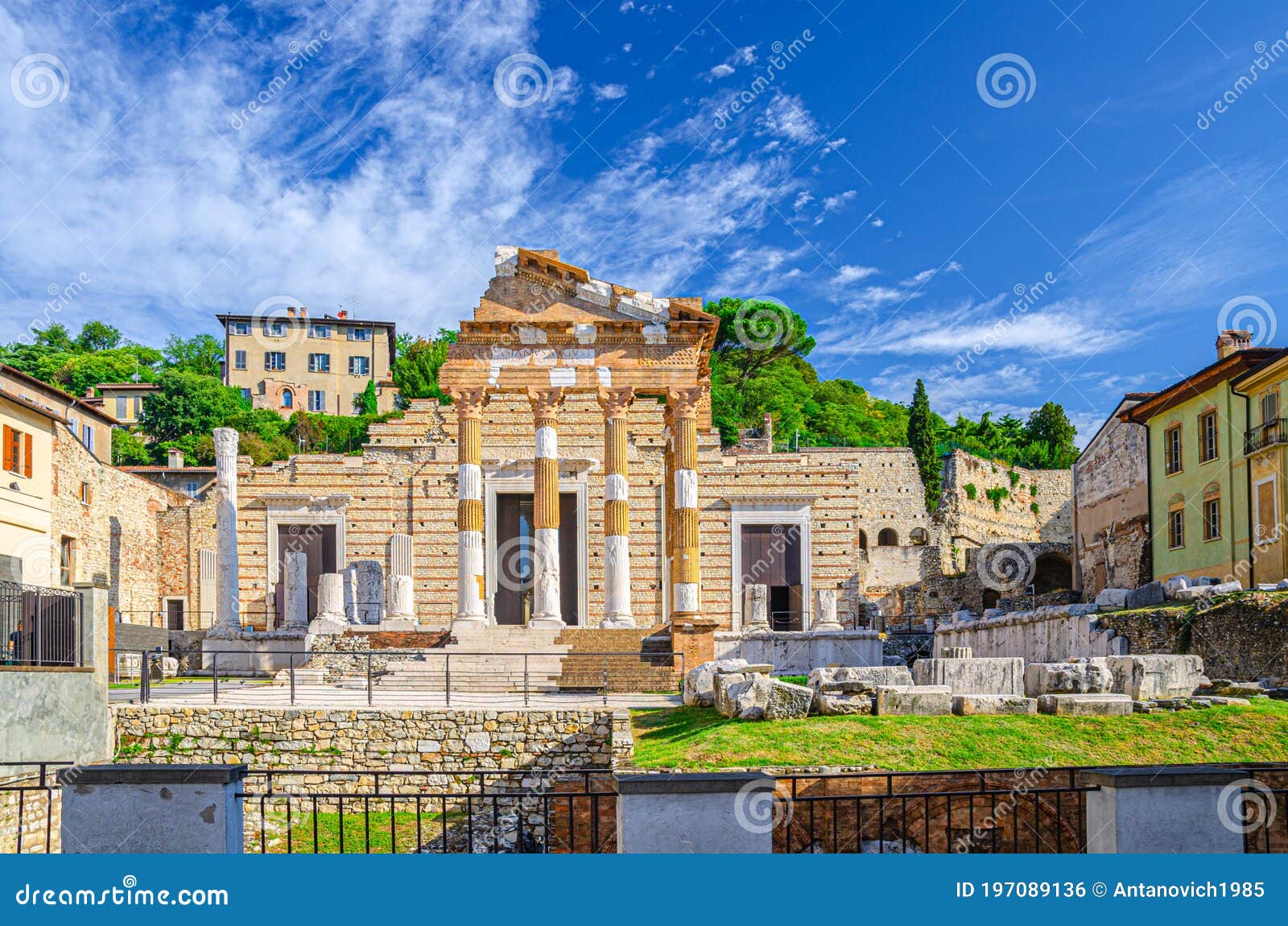 capitolium of brixia or temple of capitoline triad or tempio capitolino ruins and santuario repubblicano, brescia