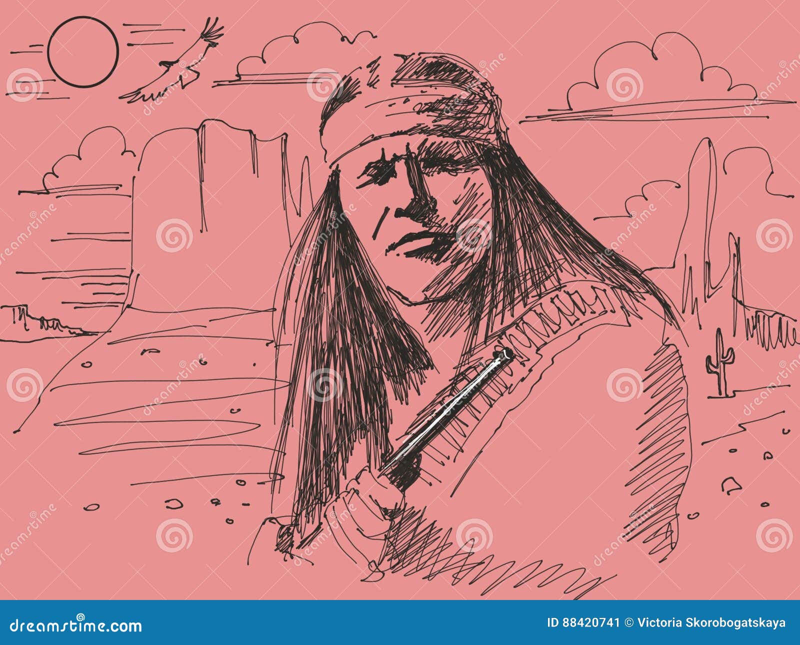 Capo del nativo americano illustrazione di stock. Illustrazione di