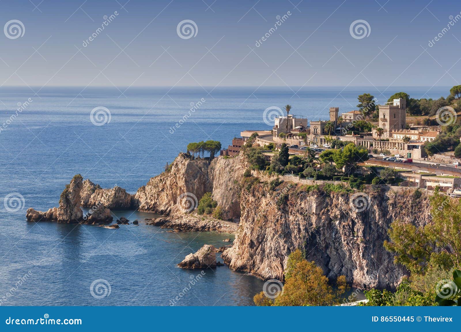 Capo Taormina immagine stock. Immagine di sicilia, costruzione 86550445