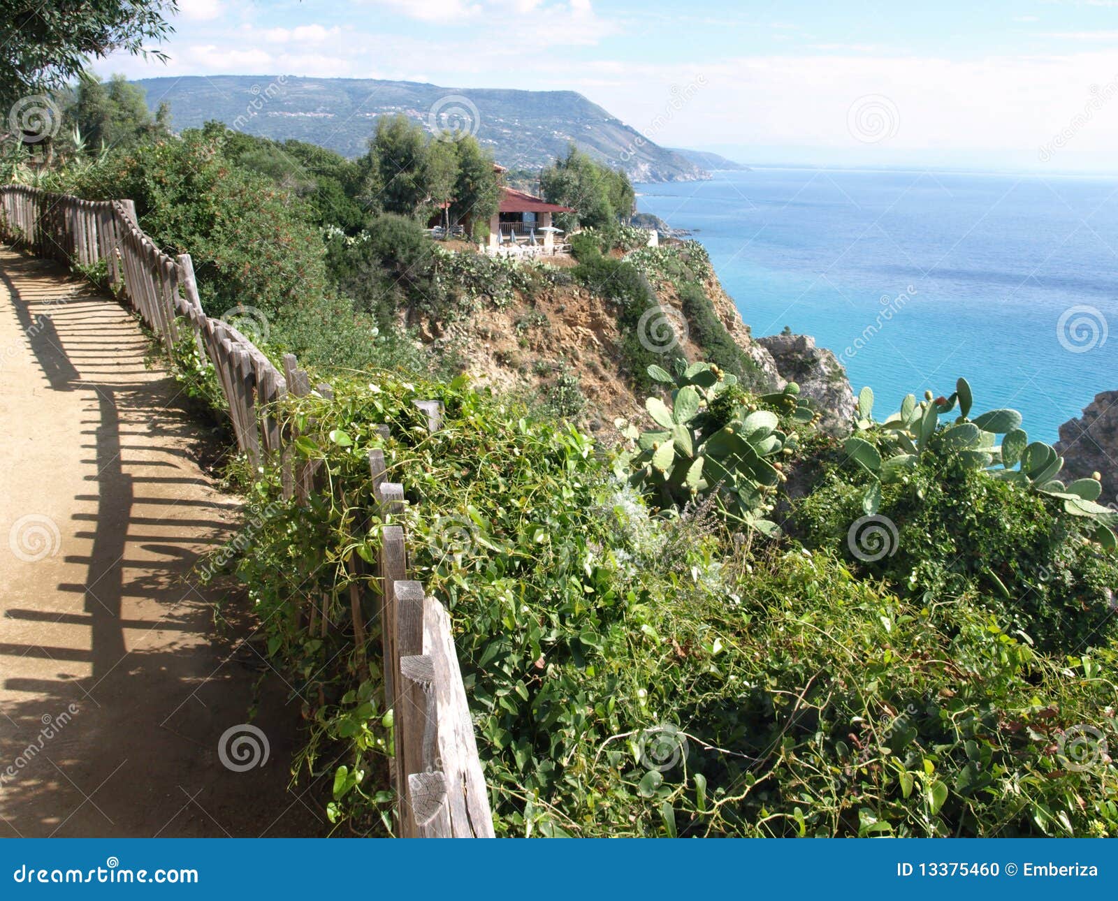 Capo Vaticano Spiaggia Di Grotticelle Dalla Terrazza Del Bar Stock