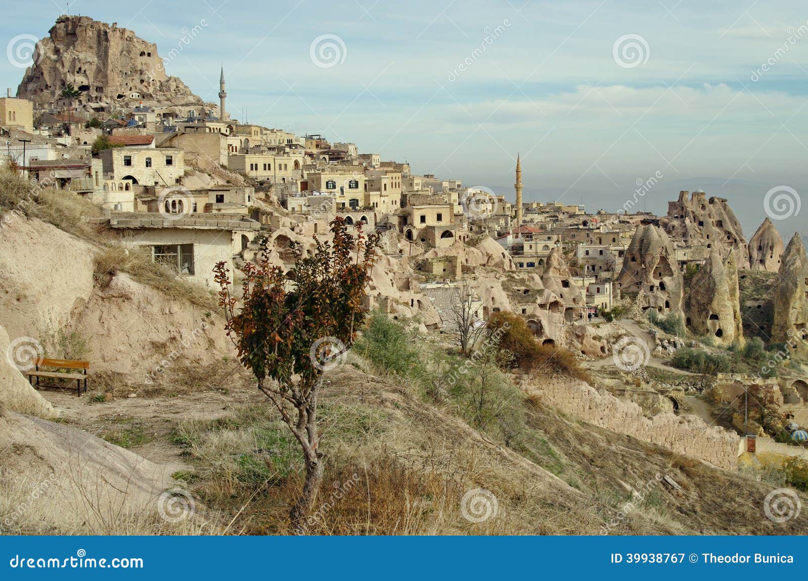 hilly landscape. goreme, cappadocia - landmark attraction in turkey