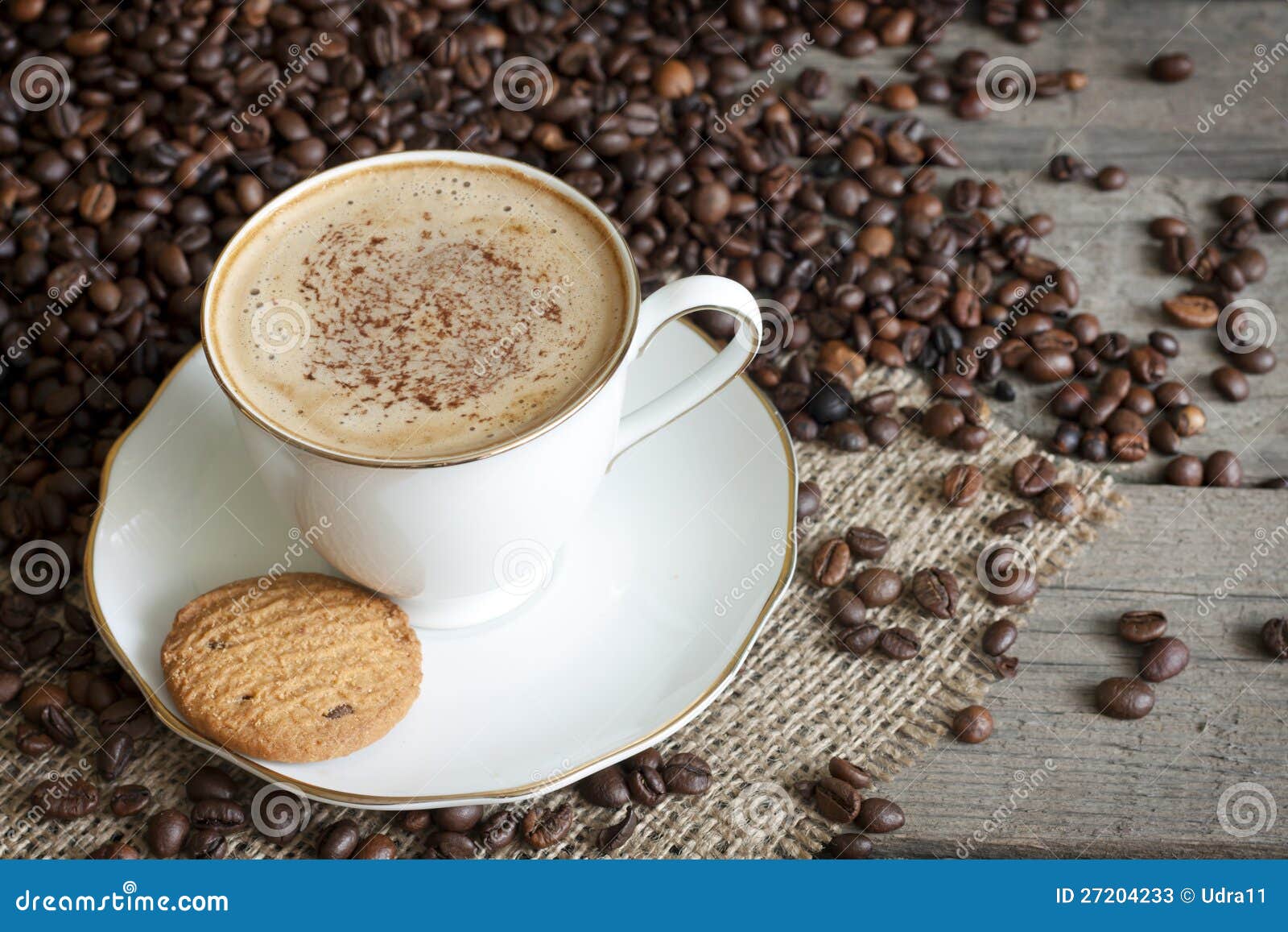 Cappuccino and Coffee Beans Stock Image Image of rustic, retro 27204233