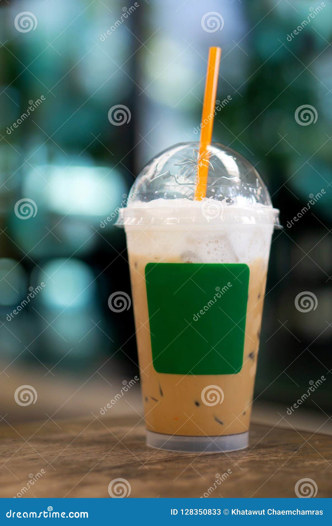 Cappuccino Iced Coffee In Plastic Cup For Takeaway Mockup