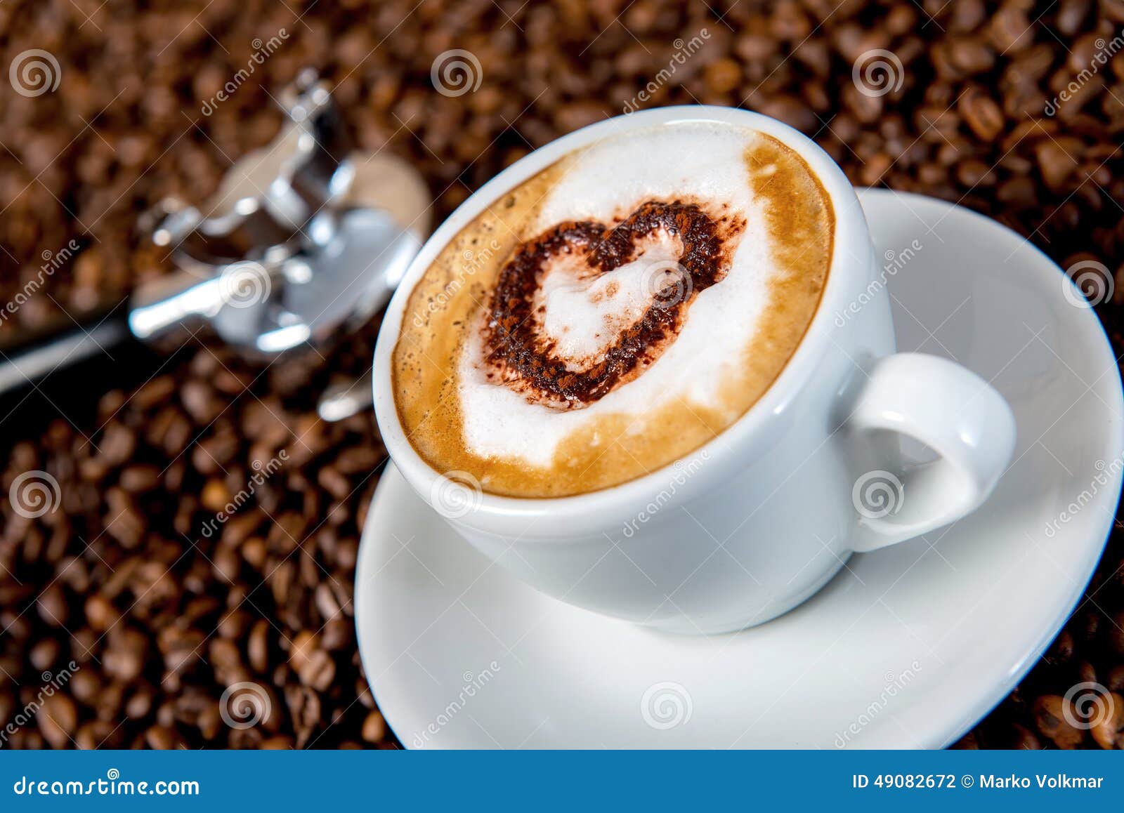 Cappuccino on a Lot of Coffee Beans Stock Photo Image of bean, brown