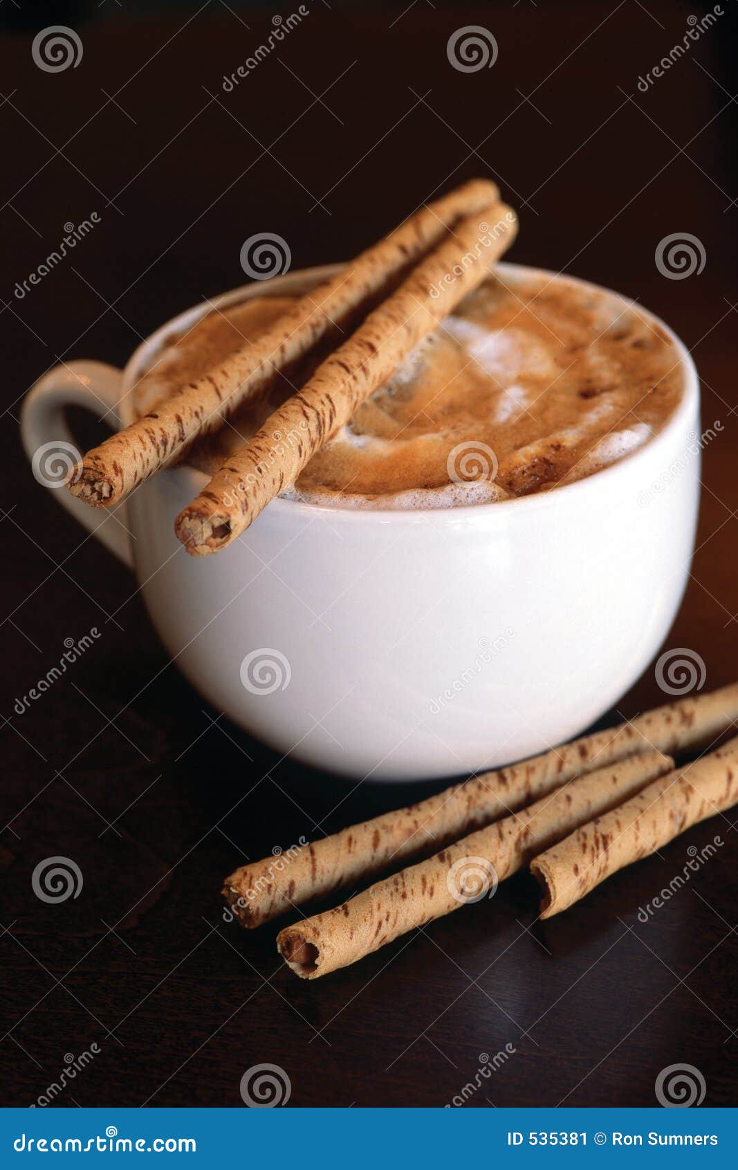 cappucino with chocolate sticks