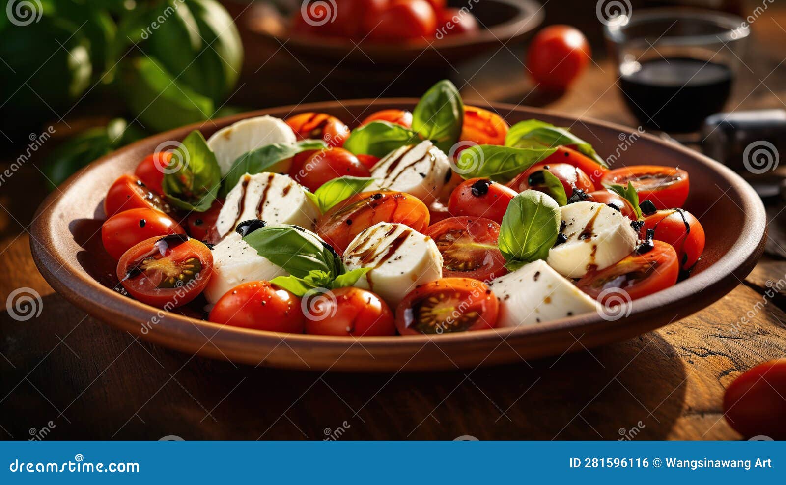 Caprese Italian or Mediterranean Salad Generative AI Stock Illustration