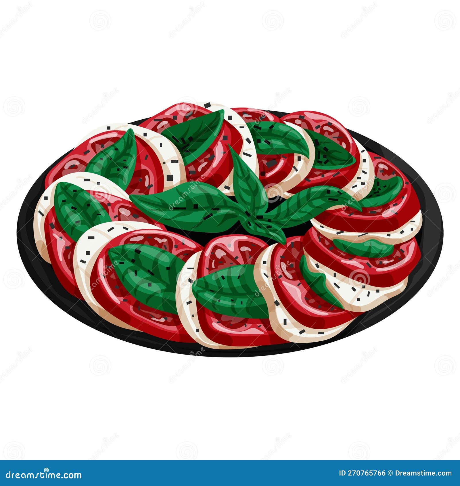 Caprese Salad. Vector Isolated Illustration of Caprese. Vector Caprese