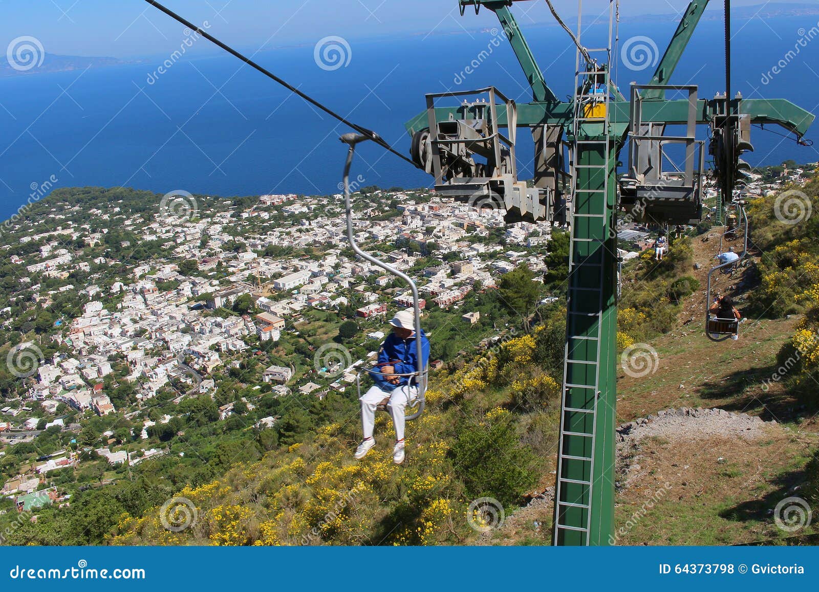 Capri Chairlift To Mount Solaro Editorial Stock Photo Image Of Grass
