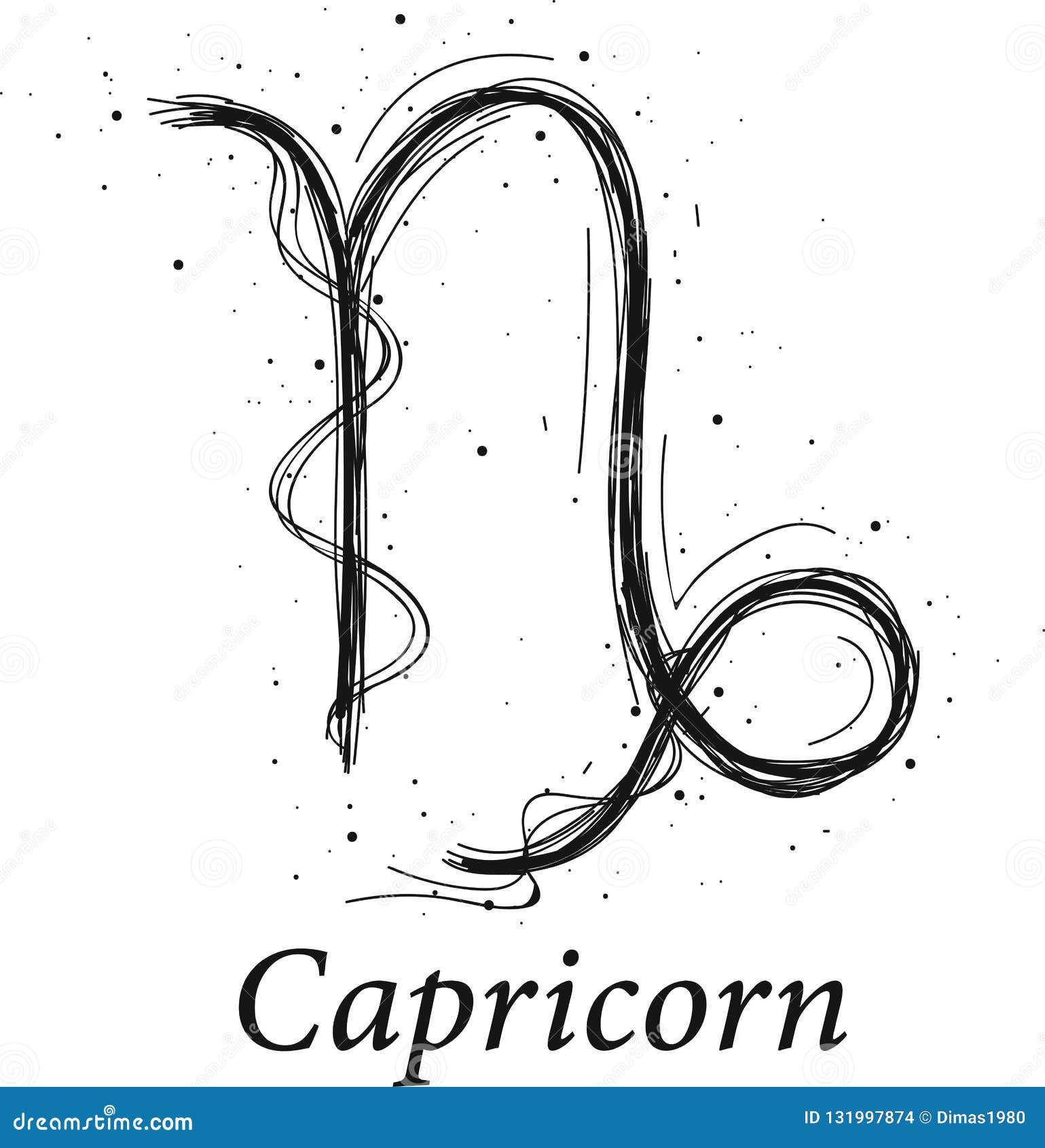 Capricorn Astrology Sign, Hand Drawn Horoscope Stock Vector ...