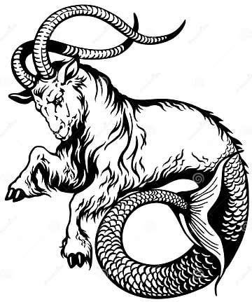 Capricorn black white stock vector. Illustration of black - 40107430