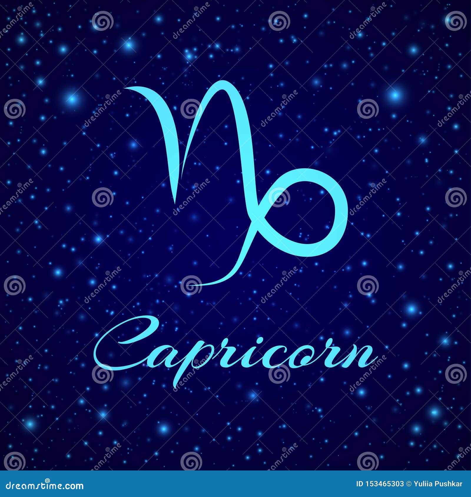 Capricorn. Vector Zodiac Sign on a Night Sky Stock Vector ...