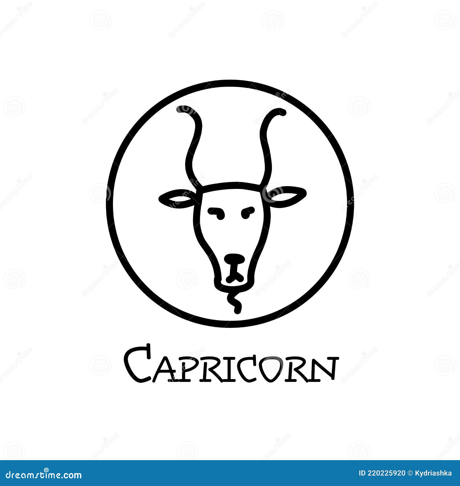 Capricorn Zodiac Sign in Circular Frame. Contour Icon Stock Vector ...