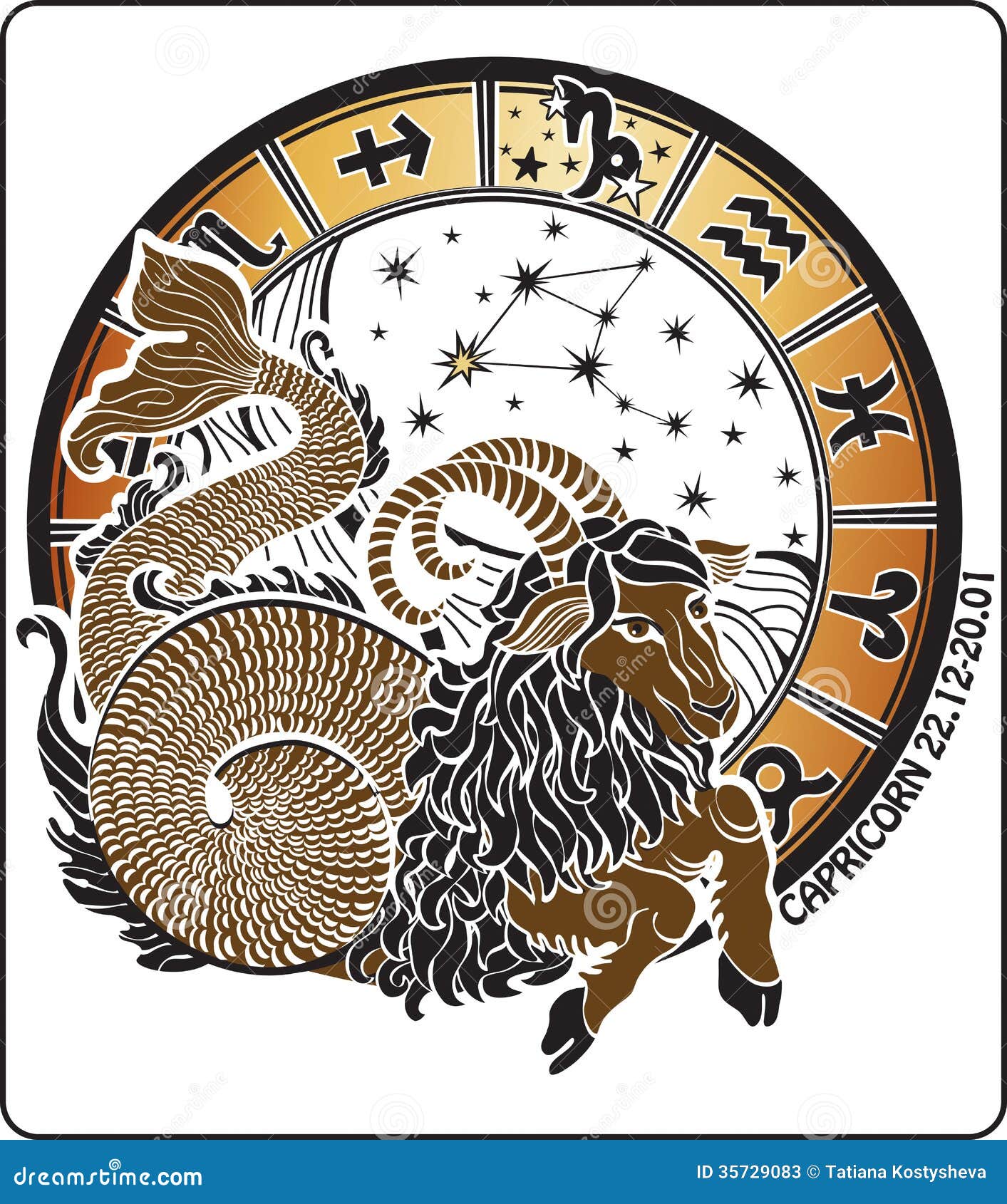 capricorn and the zodiac sign.horoscope circle.vec