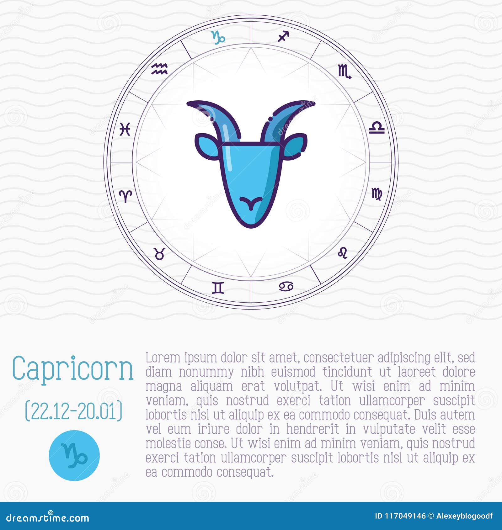 Capricorn in Zodiac Wheel, Horoscope Chart Stock Vector - Illustration ...