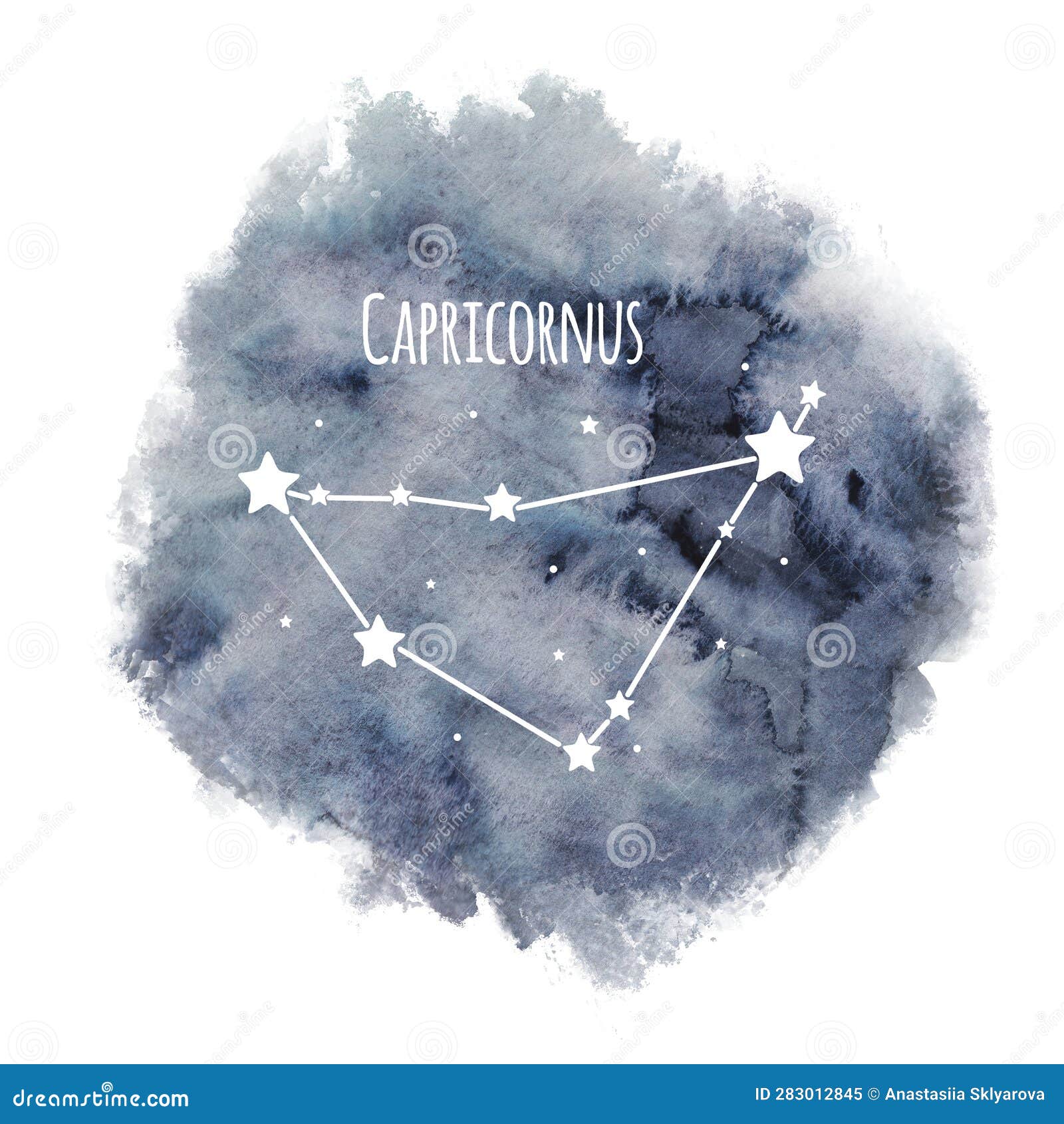 Capricornus Zodiac Sign Constellation on Watercolor Background Isolated ...