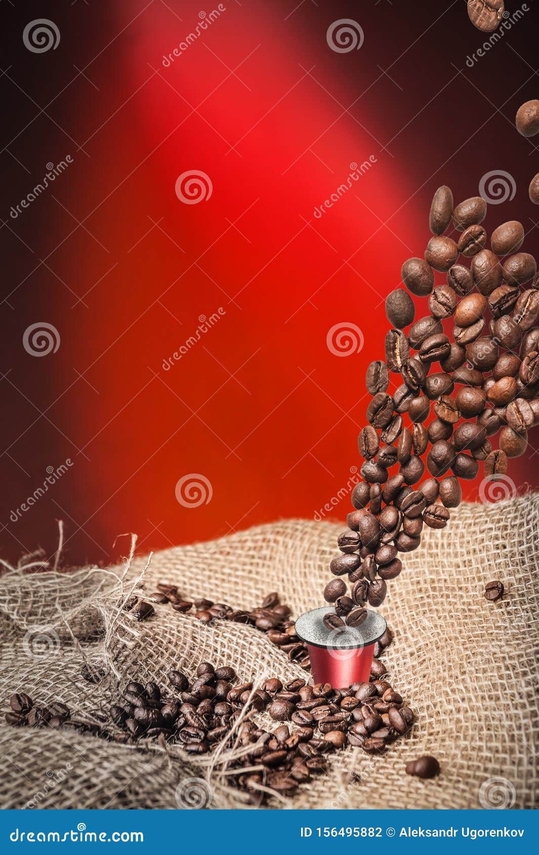 Capsule and coffee beans stock photo. Image of coffee 156495882