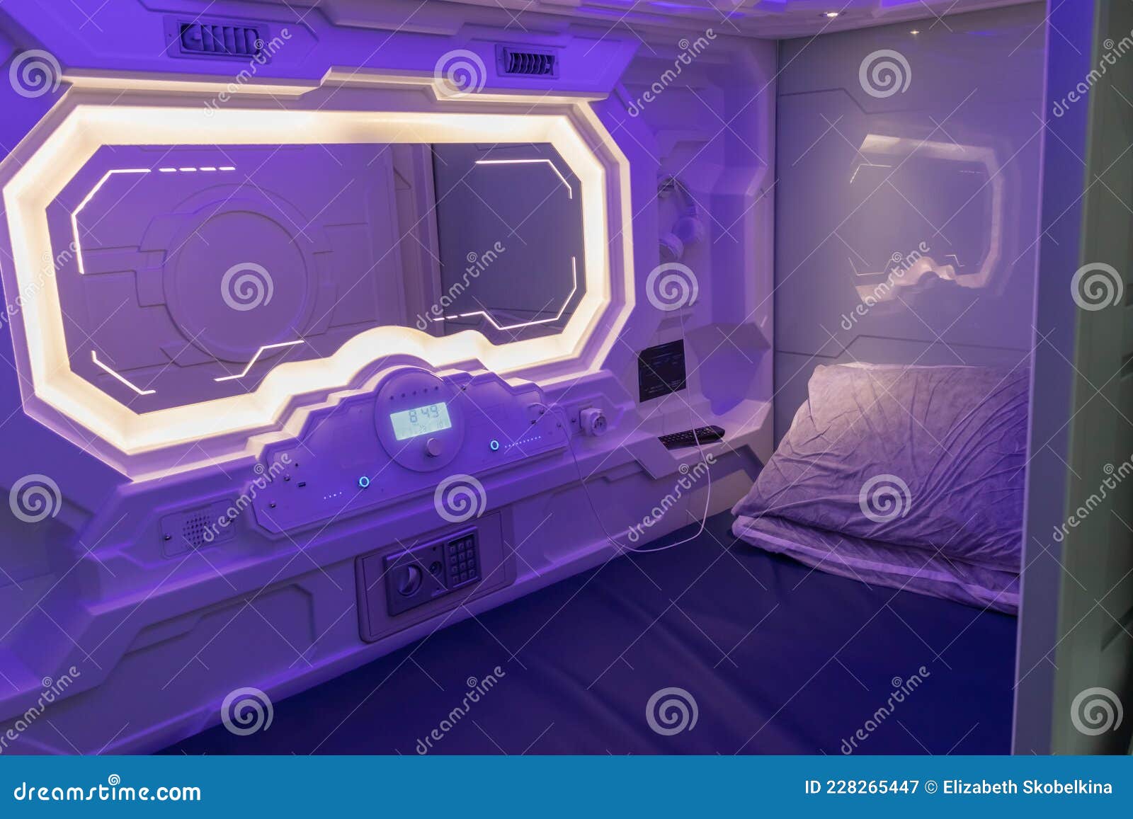 A Capsule for Sleeping with a Pillow Stock Image Image of inside