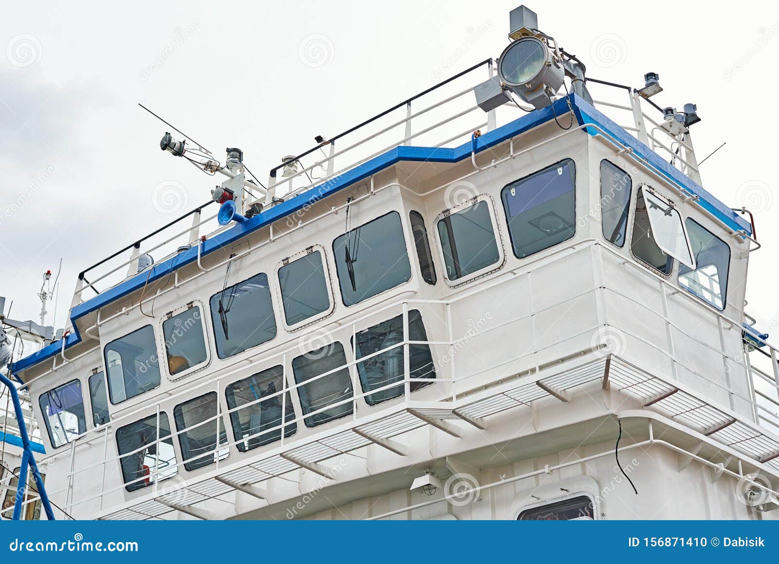 Captain Cabins on Cruise Ship Liner Docked in the Port Stock Photo