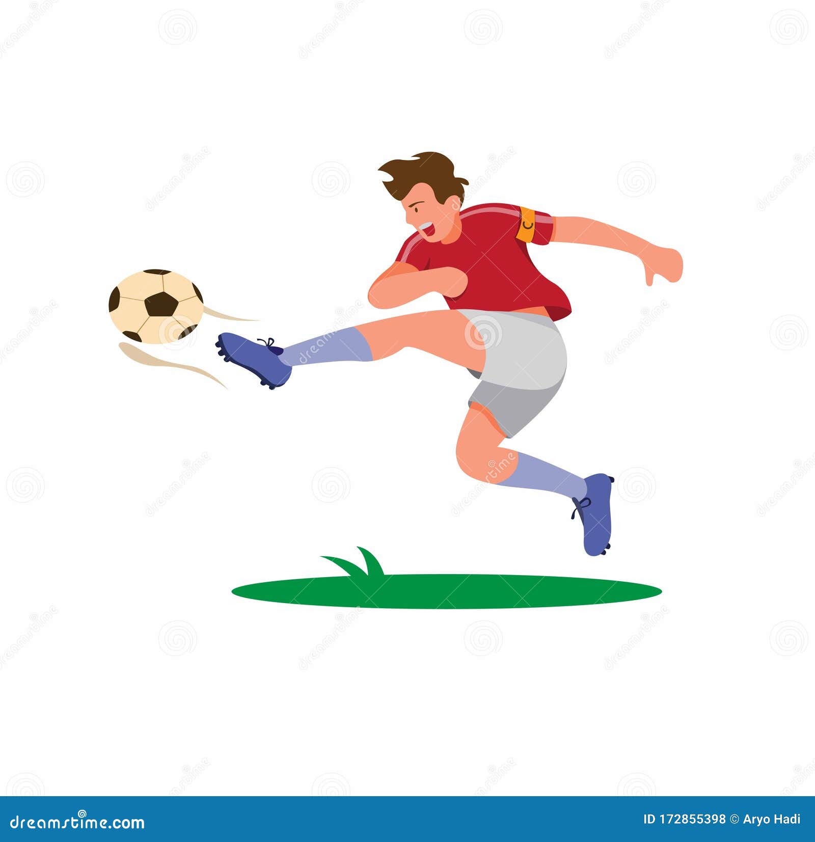 Captain of Football Player Kicking Ball, Striker Shooting Ball To Make Goal  Cartoon Flat Illustration Vector Isolated in White Stock Vector -  Illustration of aiming, action: 172855398